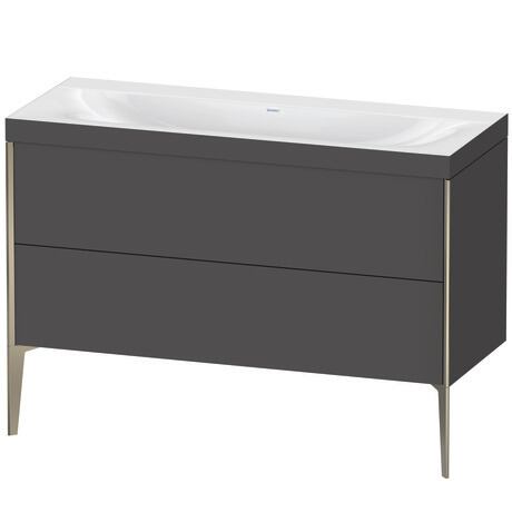 Duravit XViu 47" x 47" x 19" Two Drawer C-Bonded Floorstanding Vanity Kit Without Tap Hole, Graphite (XV4712NB149C)