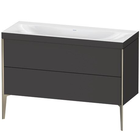 Duravit XViu 47" x 47" x 19" Two Drawer C-Bonded Floorstanding Vanity Kit Without Tap Hole, Graphite (XV4712NB180C)