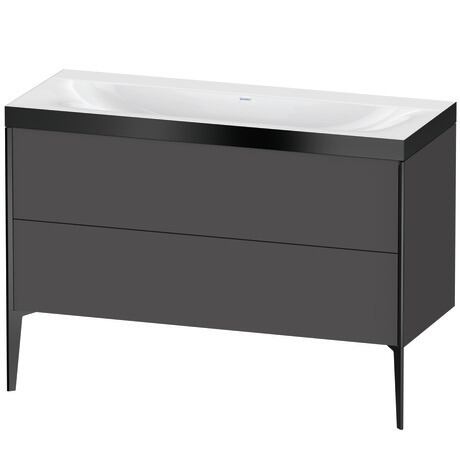 Duravit XViu 47" x 47" x 19" Two Drawer C-Bonded Floorstanding Vanity Kit Without Tap Hole, Graphite (XV4712NB249P)