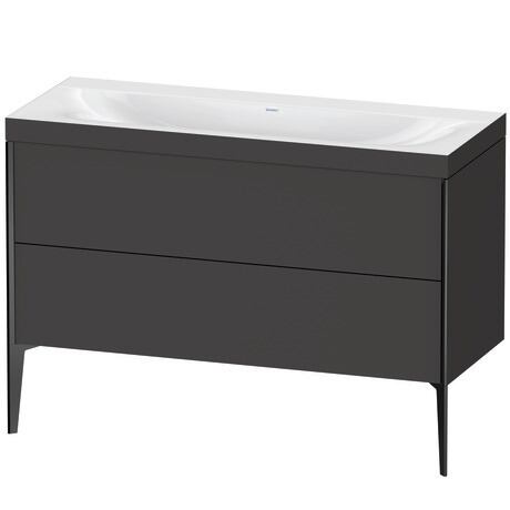 Duravit XViu 47" x 47" x 19" Two Drawer C-Bonded Floorstanding Vanity Kit Without Tap Hole, Graphite (XV4712NB280C)