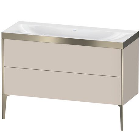 Duravit XViu 47" x 47" x 19" Two Drawer C-Bonded Floorstanding Vanity Kit Without Tap Hole, Taupe (XV4712NB191P)