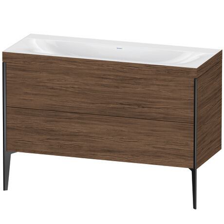 Duravit XViu 47" x 47" x 19" Two Drawer C-Bonded Floorstanding Vanity Kit Without Tap Hole, Walnut Dark (XV4712NB221C)