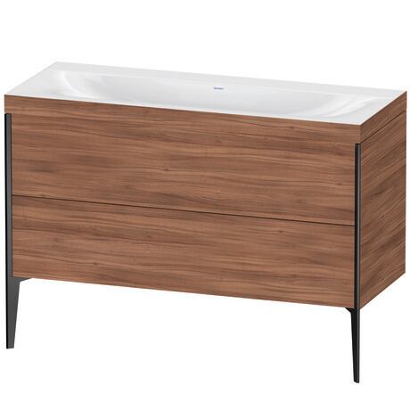 Duravit XViu 47" x 47" x 19" Two Drawer C-Bonded Floorstanding Vanity Kit Without Tap Hole, Walnut (XV4712NB279C)
