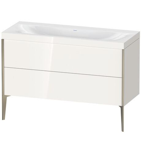 Duravit XViu 47" x 47" x 19" Two Drawer C-Bonded Floorstanding Vanity Kit Without Tap Hole, White (XV4712NB122C)