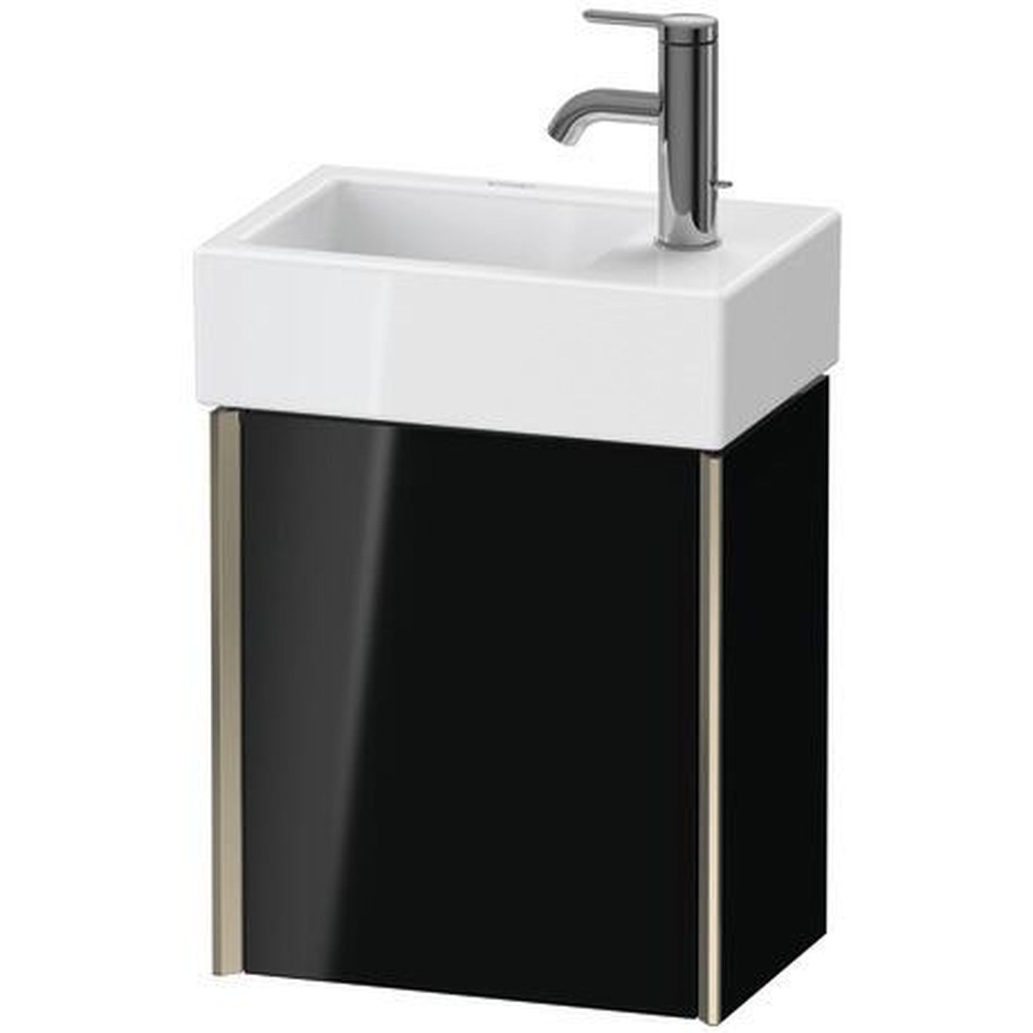 Duravit Xviu 14" x 16" x 9" One Door Wall-Mount Vanity Unit With Left Hinge, Black High Gloss Lacquer (XV4230LB140)