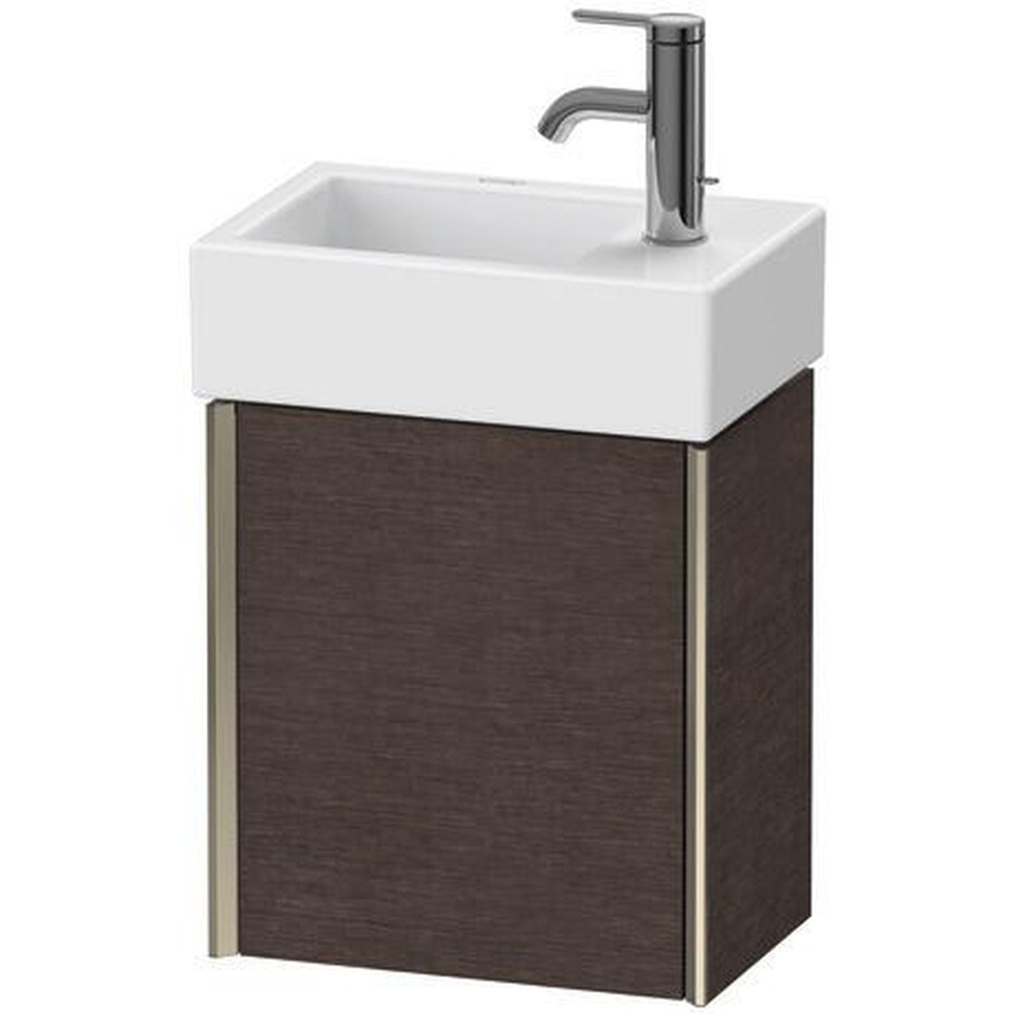 Duravit Xviu 14" x 16" x 9" One Door Wall-Mount Vanity Unit With Left Hinge, Brushed Dark Oak Real Wood Veneer (XV4230LB172)