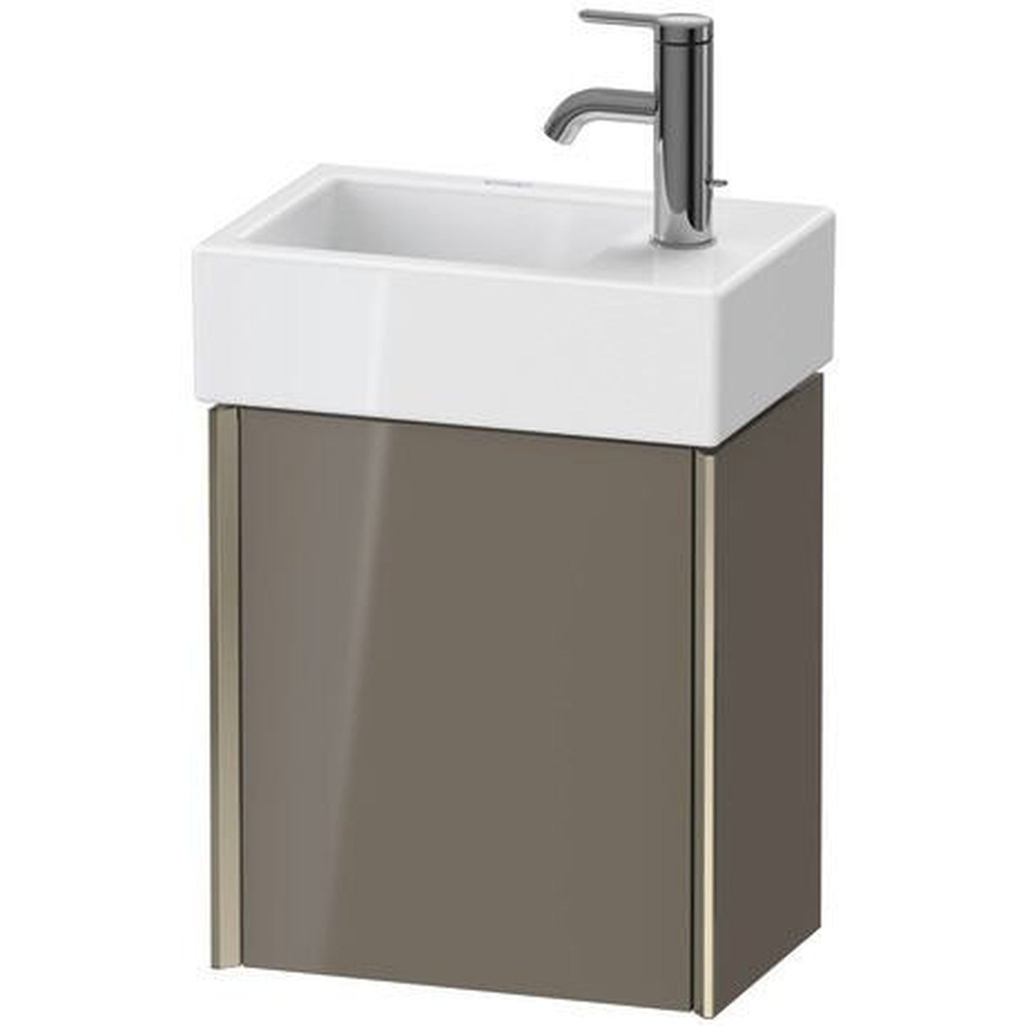 Duravit Xviu 14" x 16" x 9" One Door Wall-Mount Vanity Unit With Left Hinge, Flannel Grey High Gloss Lacquer (XV4230LB189)