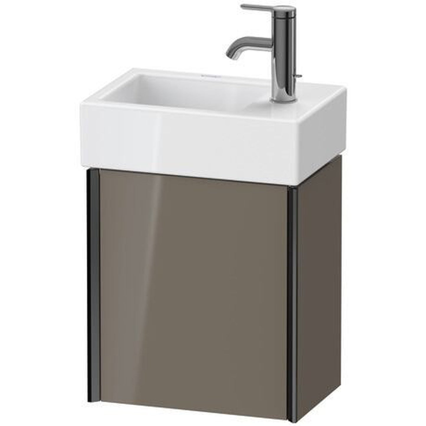 Duravit Xviu 14" x 16" x 9" One Door Wall-Mount Vanity Unit With Left Hinge, Flannel Grey High Gloss Lacquer (XV4230LB289)