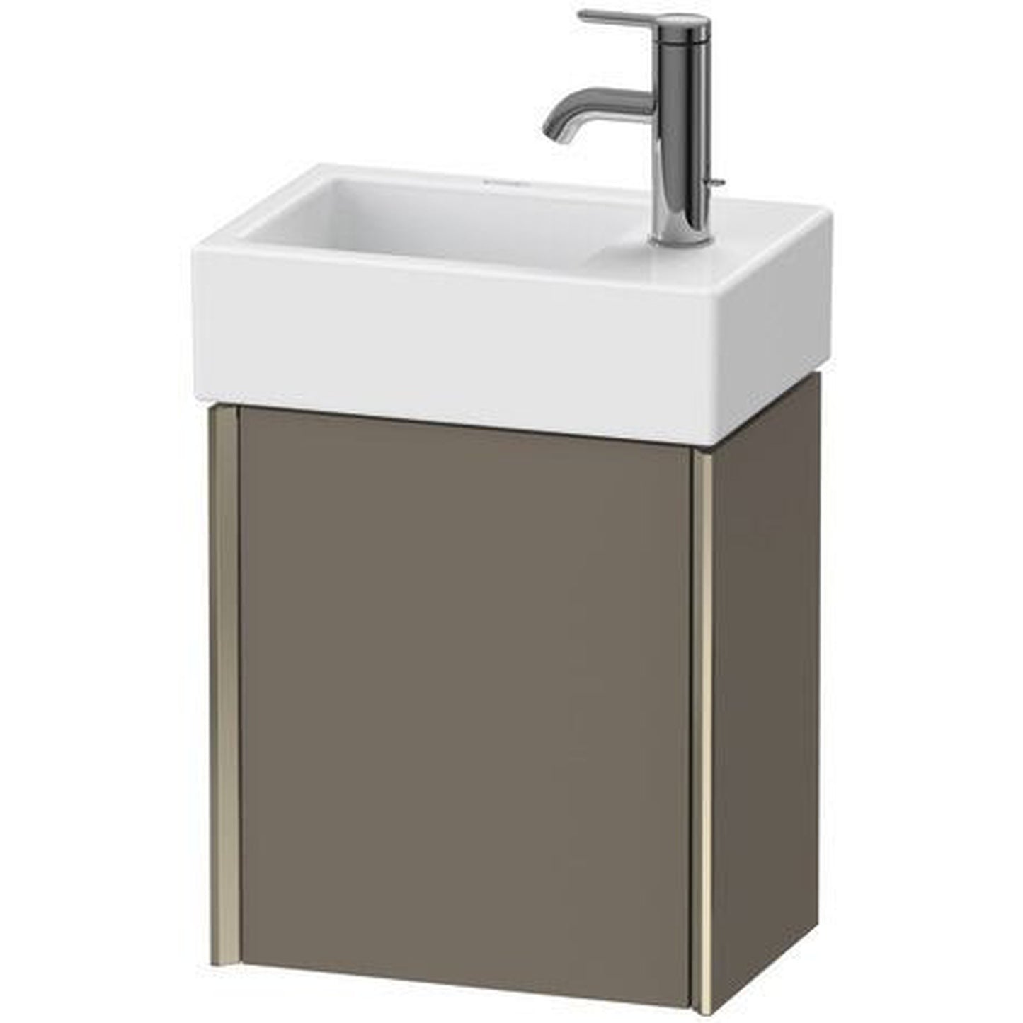 Duravit Xviu 14" x 16" x 9" One Door Wall-Mount Vanity Unit With Left Hinge, Flannel Grey Satin Matt Lacquer (XV4230LB190)