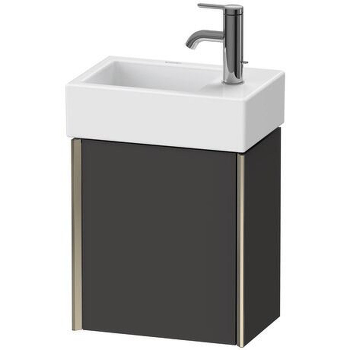 Duravit Xviu 14" x 16" x 9" One Door Wall-Mount Vanity Unit With Left Hinge, Graphite Super Matt (XV4230LB180)