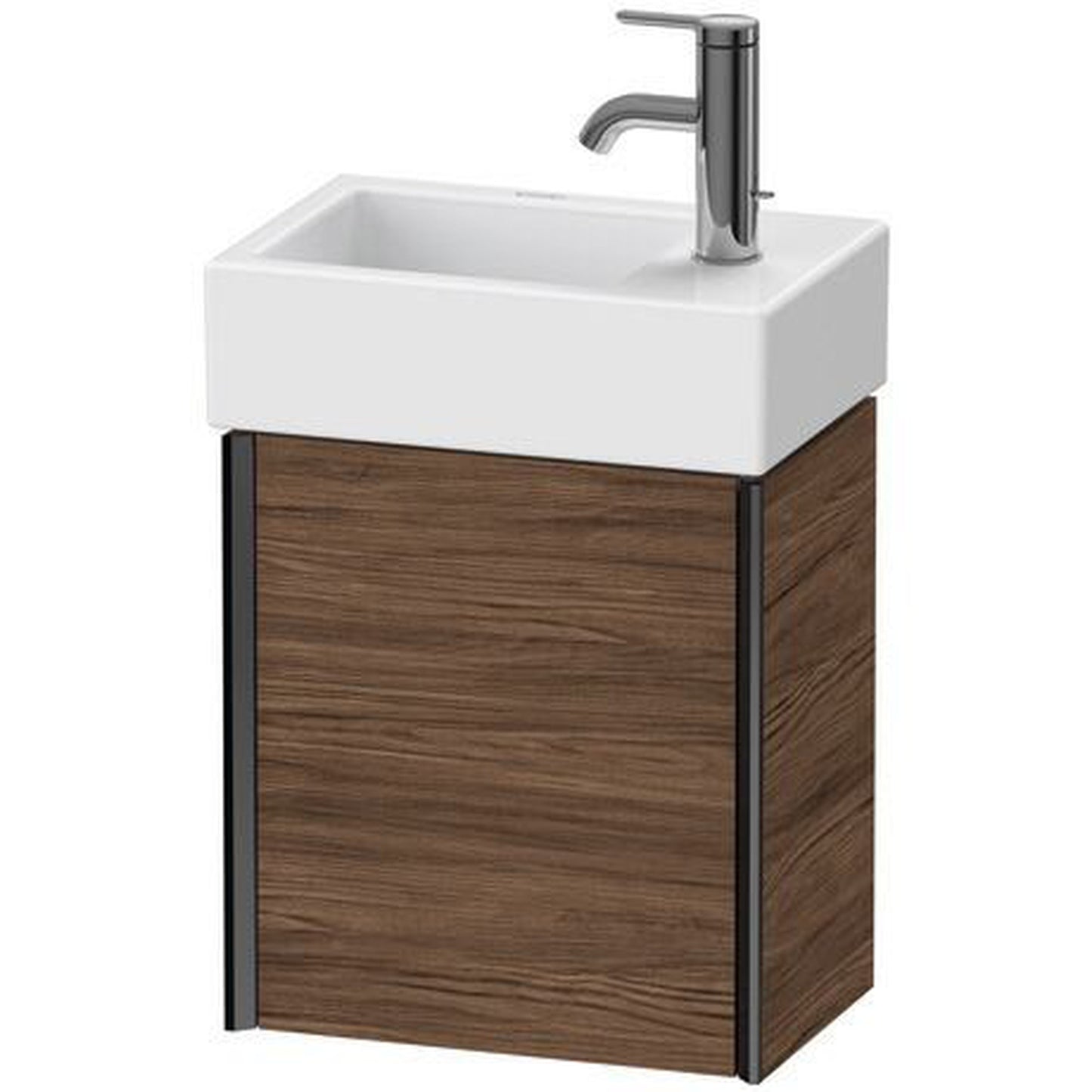 Duravit Xviu 14" x 16" x 9" One Door Wall-Mount Vanity Unit With Left Hinge, Walnut Dark (XV4230LB221)