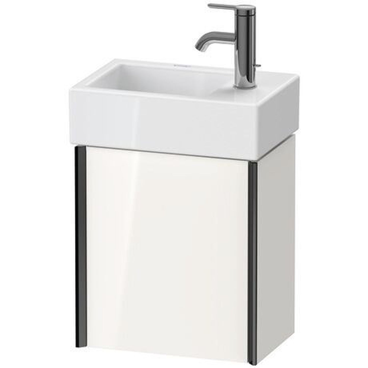 Duravit Xviu 14" x 16" x 9" One Door Wall-Mount Vanity Unit With Left Hinge, White High Gloss Lacquer (XV4230LB285)