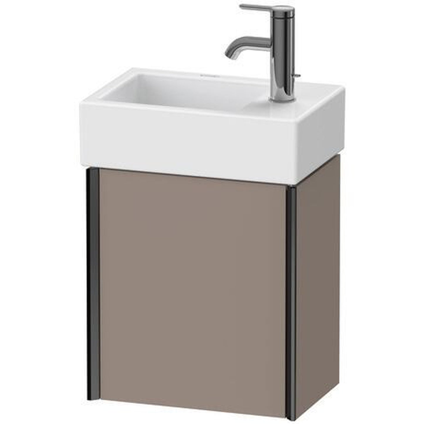 Duravit Xviu 14" x 16" x 9" One Door Wall-Mount Vanity Unit With Right Hinge, Basalt Matt (XV4230RB243)