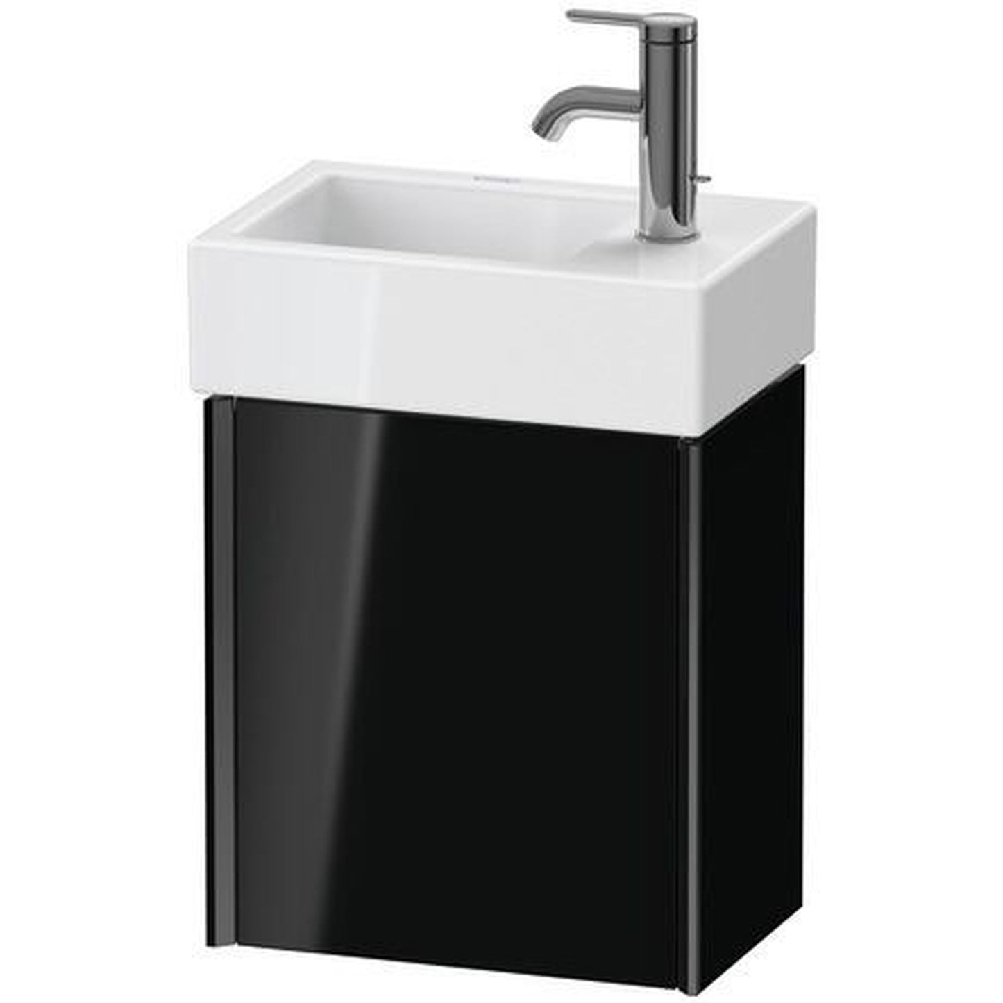 Duravit Xviu 14" x 16" x 9" One Door Wall-Mount Vanity Unit With Right Hinge, Black High Gloss Lacquer (XV4230RB240)