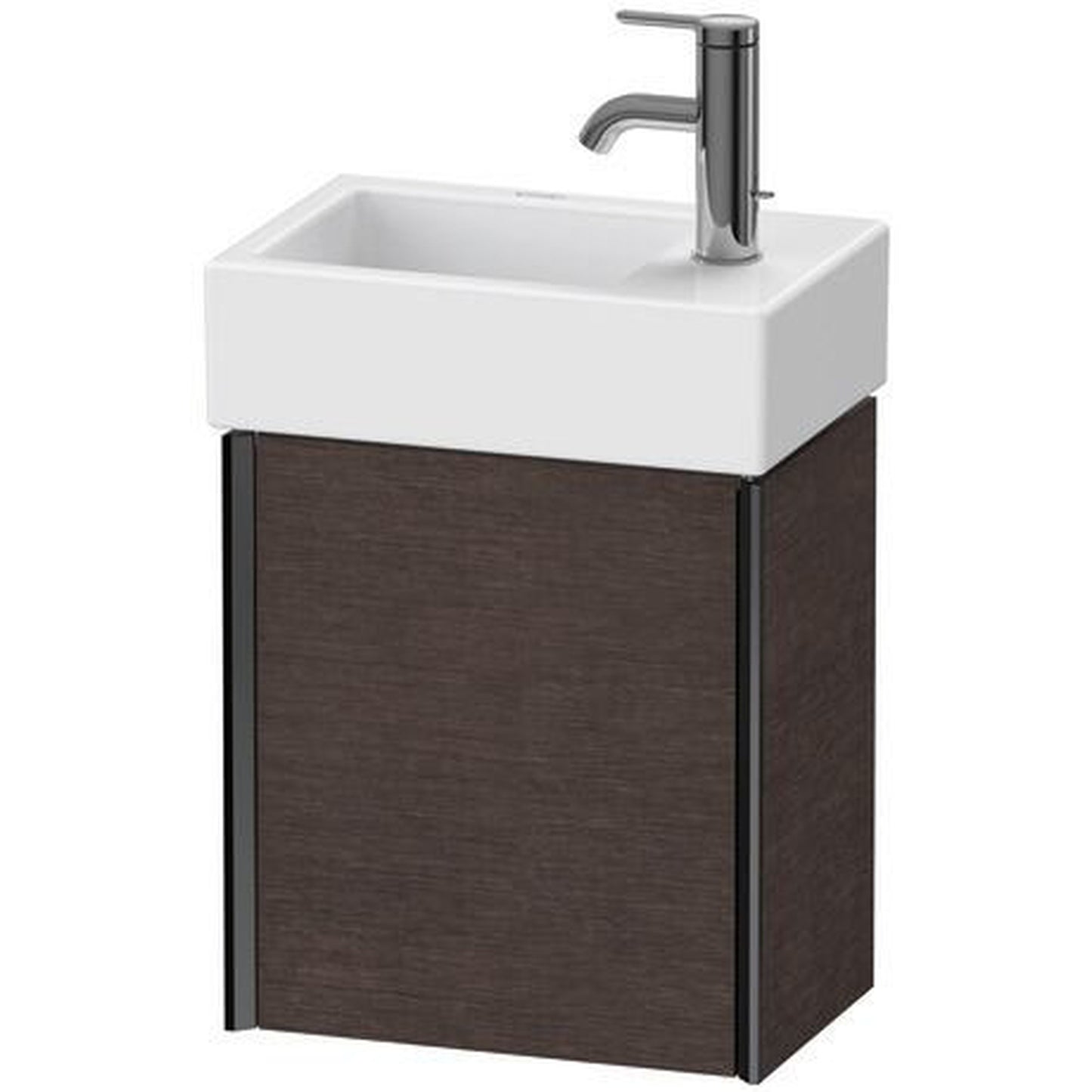 Duravit Xviu 14" x 16" x 9" One Door Wall-Mount Vanity Unit With Right Hinge, Brushed Dark Oak Real Wood Veneer (XV4230RB272)
