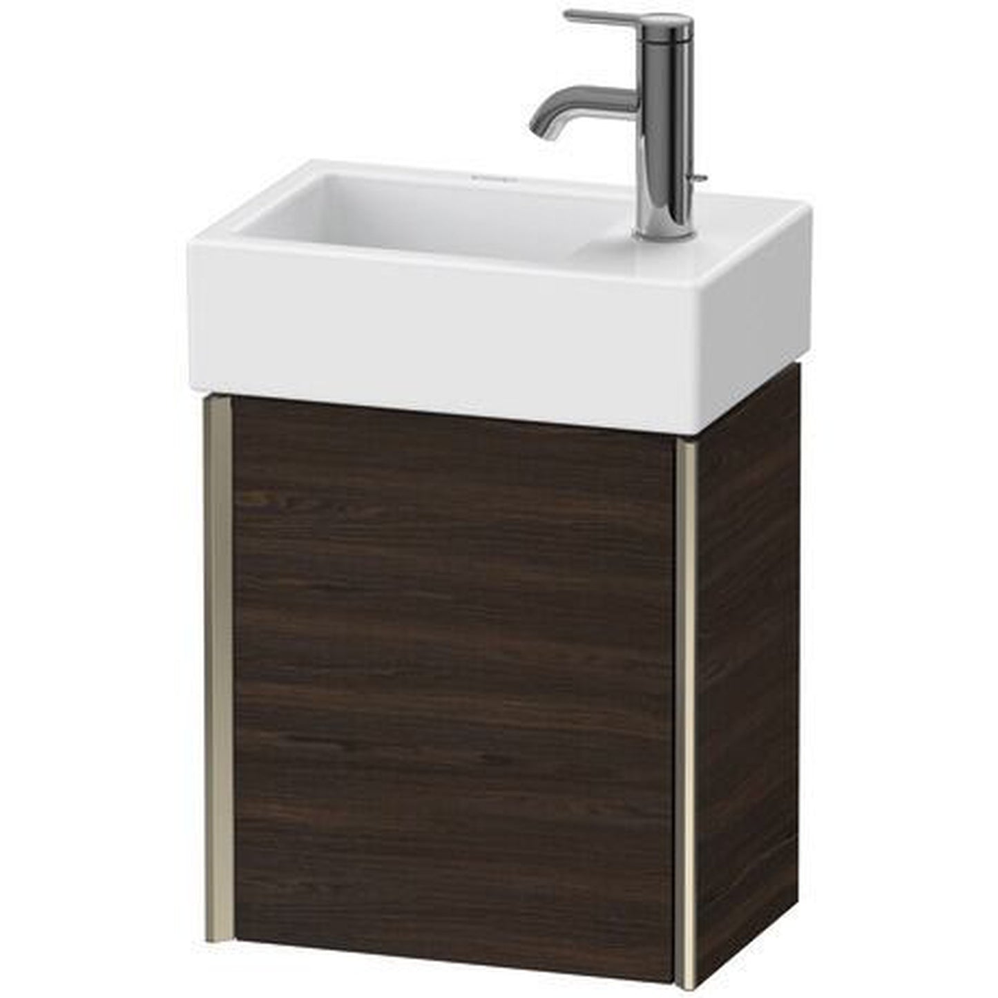 Duravit Xviu 14" x 16" x 9" One Door Wall-Mount Vanity Unit With Right Hinge, Brushed Walnut Real Wood Veneer (XV4230RB169)