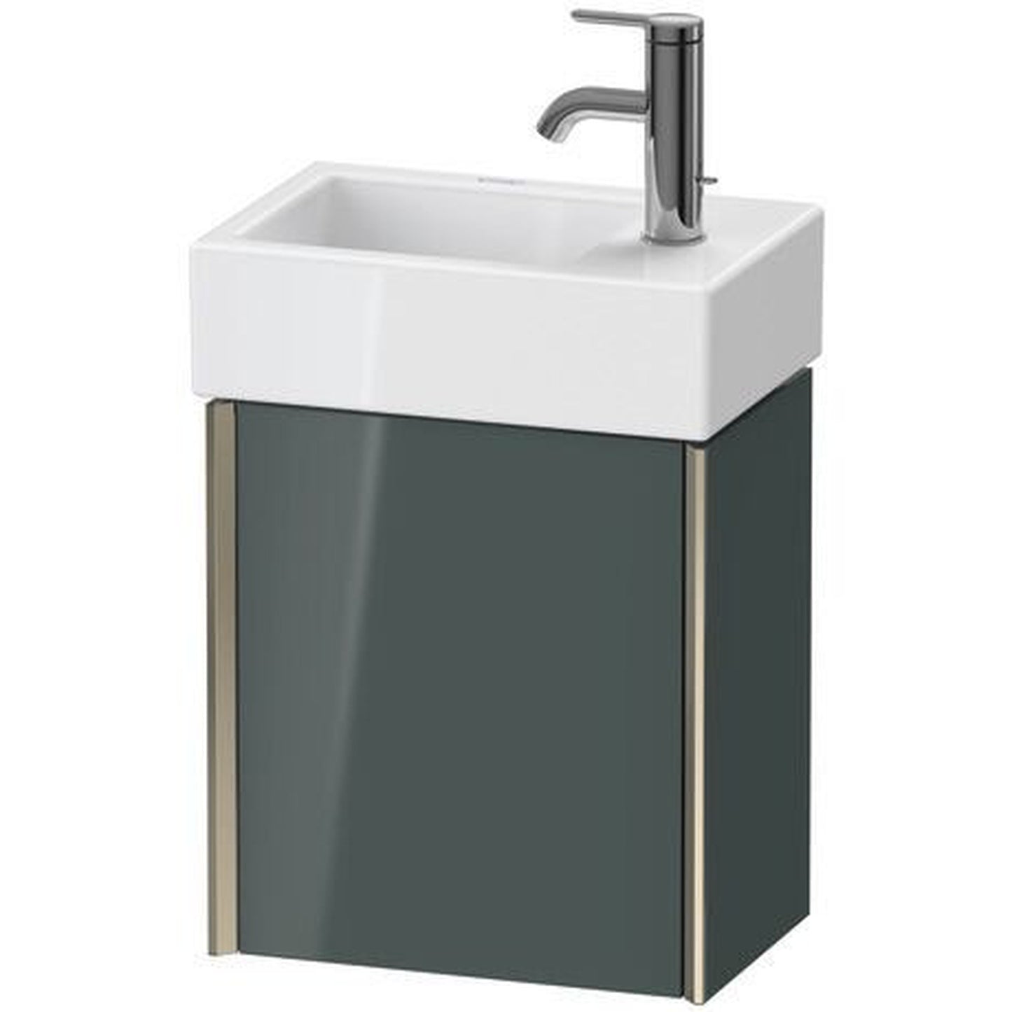 Duravit Xviu 14" x 16" x 9" One Door Wall-Mount Vanity Unit With Right Hinge, Dolomiti Grey High Gloss Lacquer (XV4230RB138)