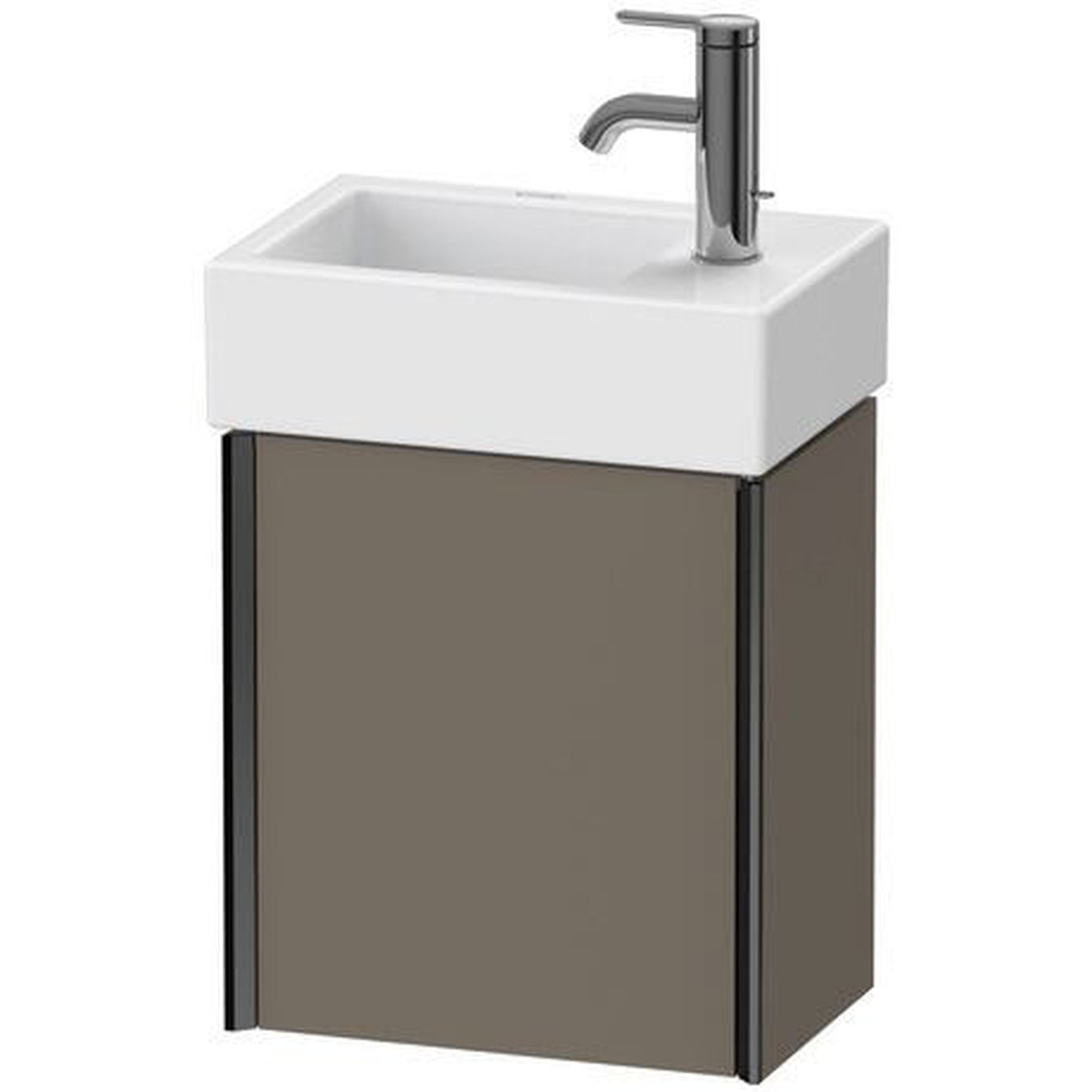 Duravit Xviu 14" x 16" x 9" One Door Wall-Mount Vanity Unit With Right Hinge, Flannel Grey Satin Matt Lacquer (XV4230RB290)