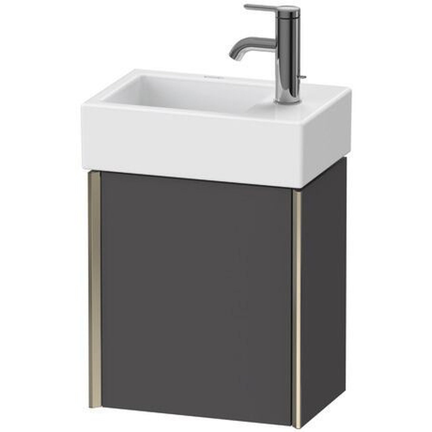 Duravit Xviu 14" x 16" x 9" One Door Wall-Mount Vanity Unit With Right Hinge, Graphite Matt (XV4230RB149)