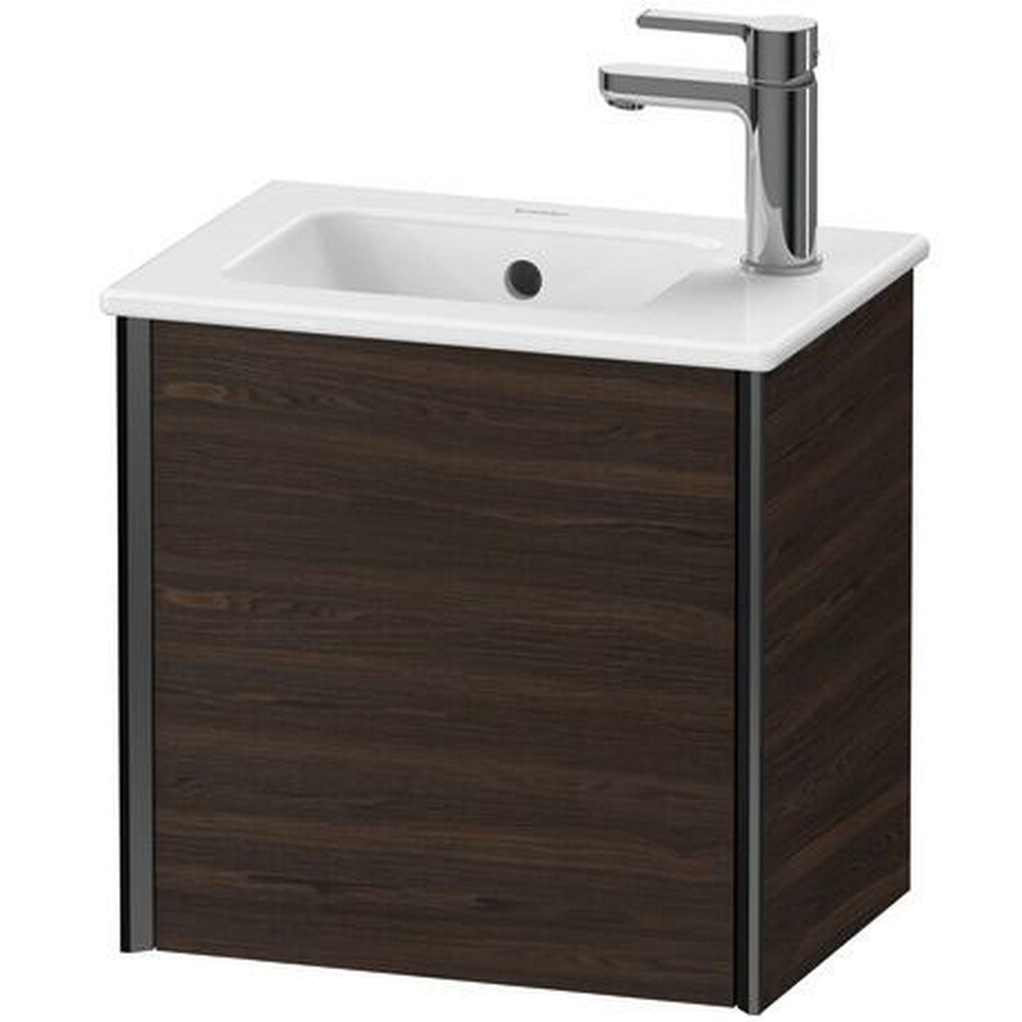 Duravit Xviu 16" x 16" x 11" One Door Wall-Mount Vanity Unit With Left Hinge, Brushed Walnut Real Wood Veneer (XV4024LB269)