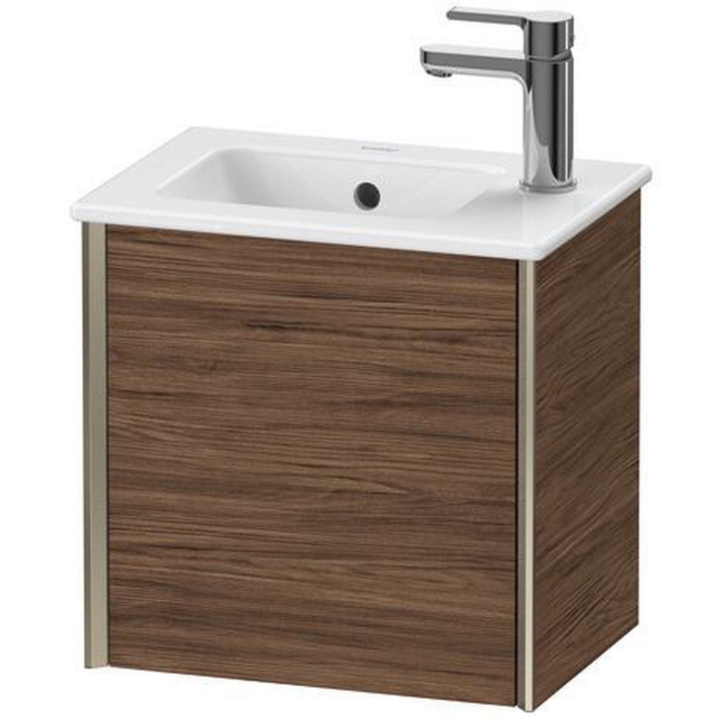 Duravit Xviu 16" x 16" x 11" One Door Wall-Mount Vanity Unit With Left Hinge, Walnut Dark (XV4024LB121)