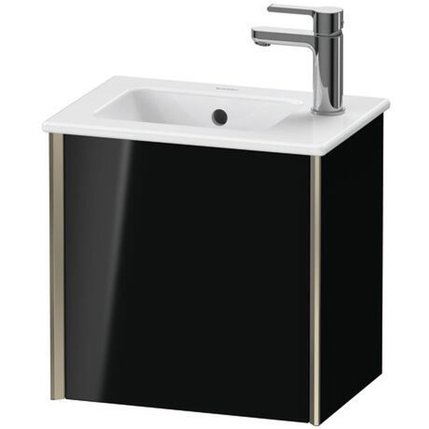 Duravit Xviu 16" x 16" x 11" One Door Wall-Mount Vanity Unit With Right Hinge, Black High Gloss Lacquer (XV4024RB140)