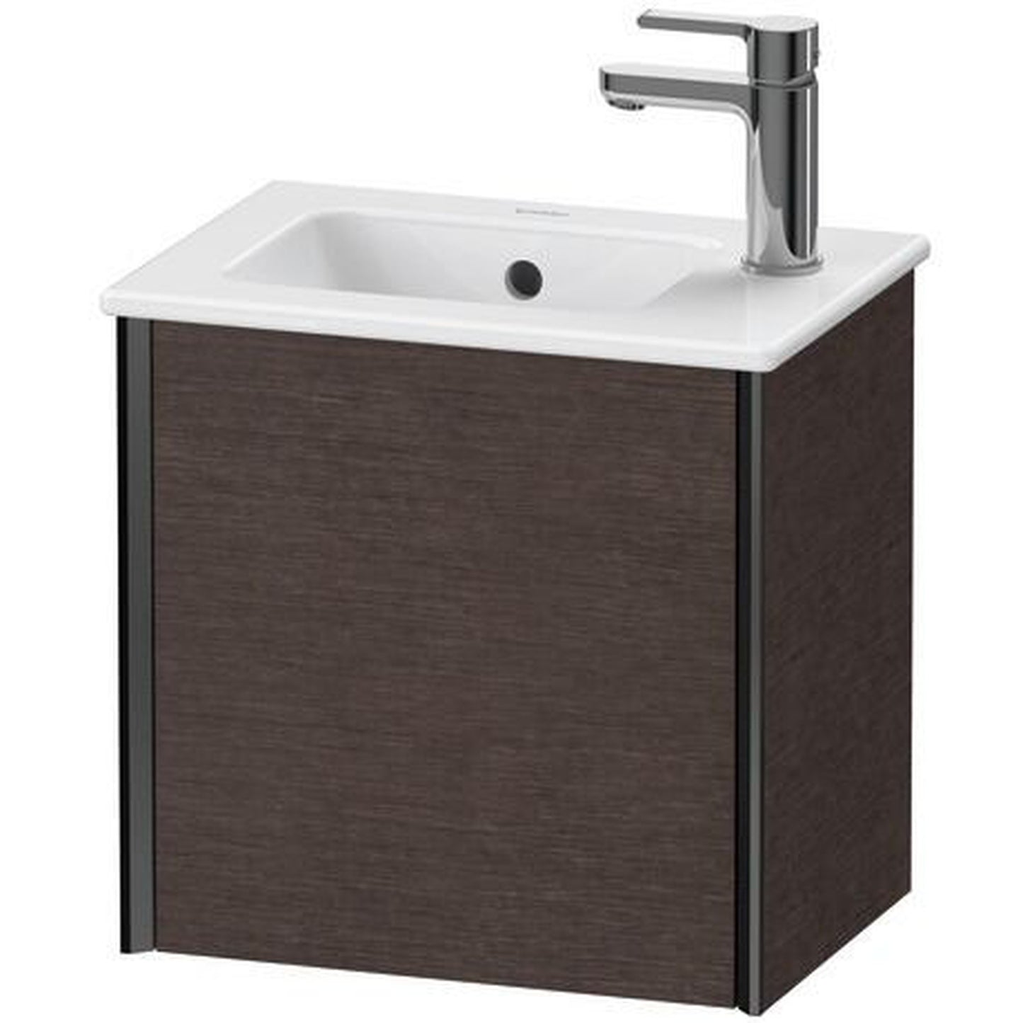 Duravit Xviu 16" x 16" x 11" One Door Wall-Mount Vanity Unit With Right Hinge, Brushed Dark Oak Real Wood Veneer (XV4024RB272)