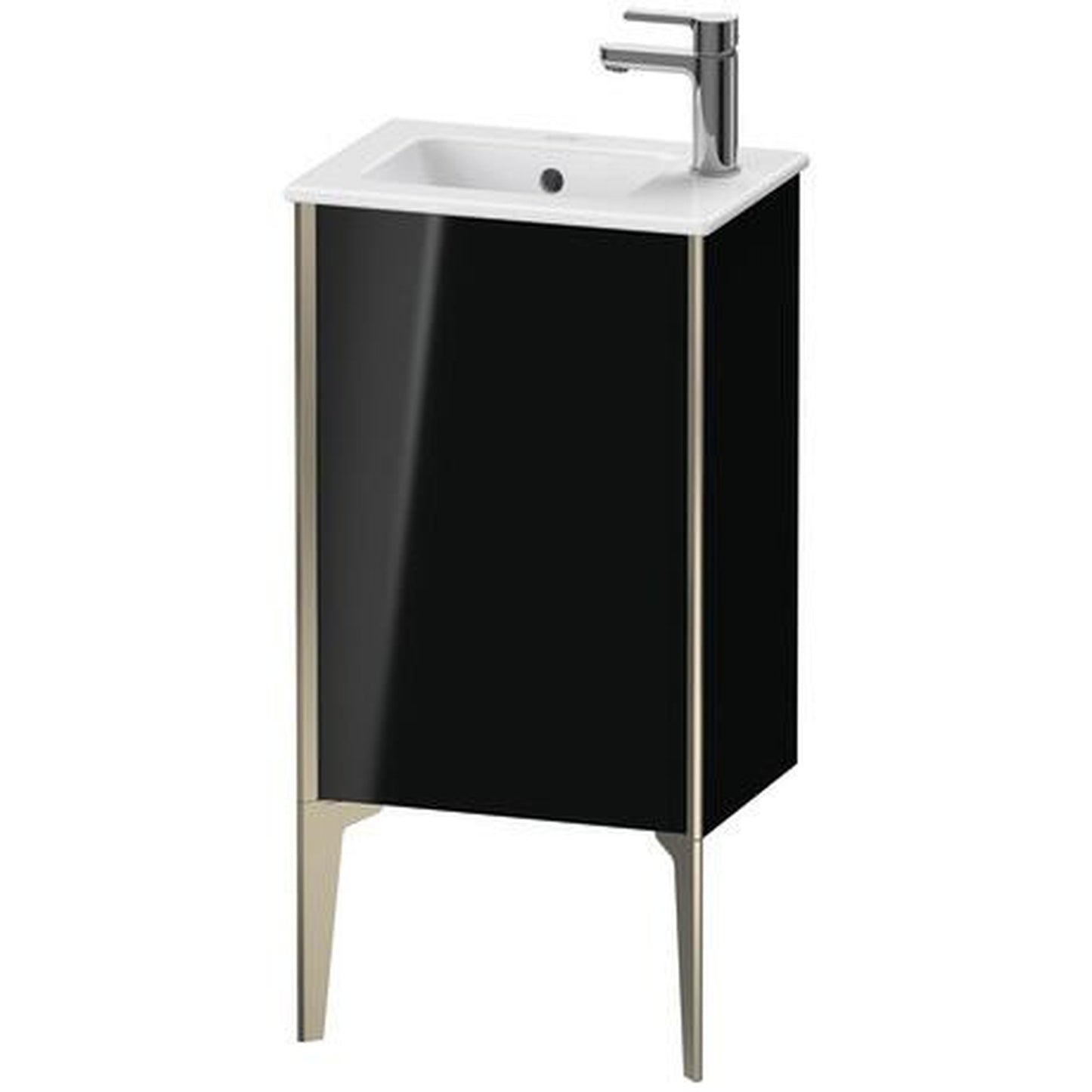Duravit Xviu 16" x 23" x 11" One Door Floorstanding Vanity Unit With Left Hinge, Black High Gloss Lacquer (XV4480LB140)