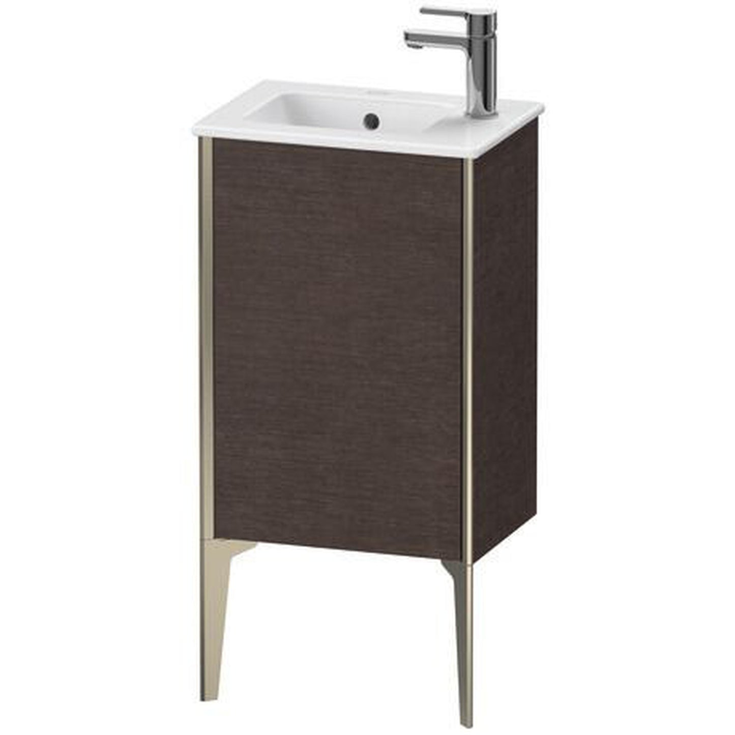 Duravit Xviu 16" x 23" x 11" One Door Floorstanding Vanity Unit With Left Hinge, Brushed Dark Oak Real Wood Veneer (XV4480LB172)