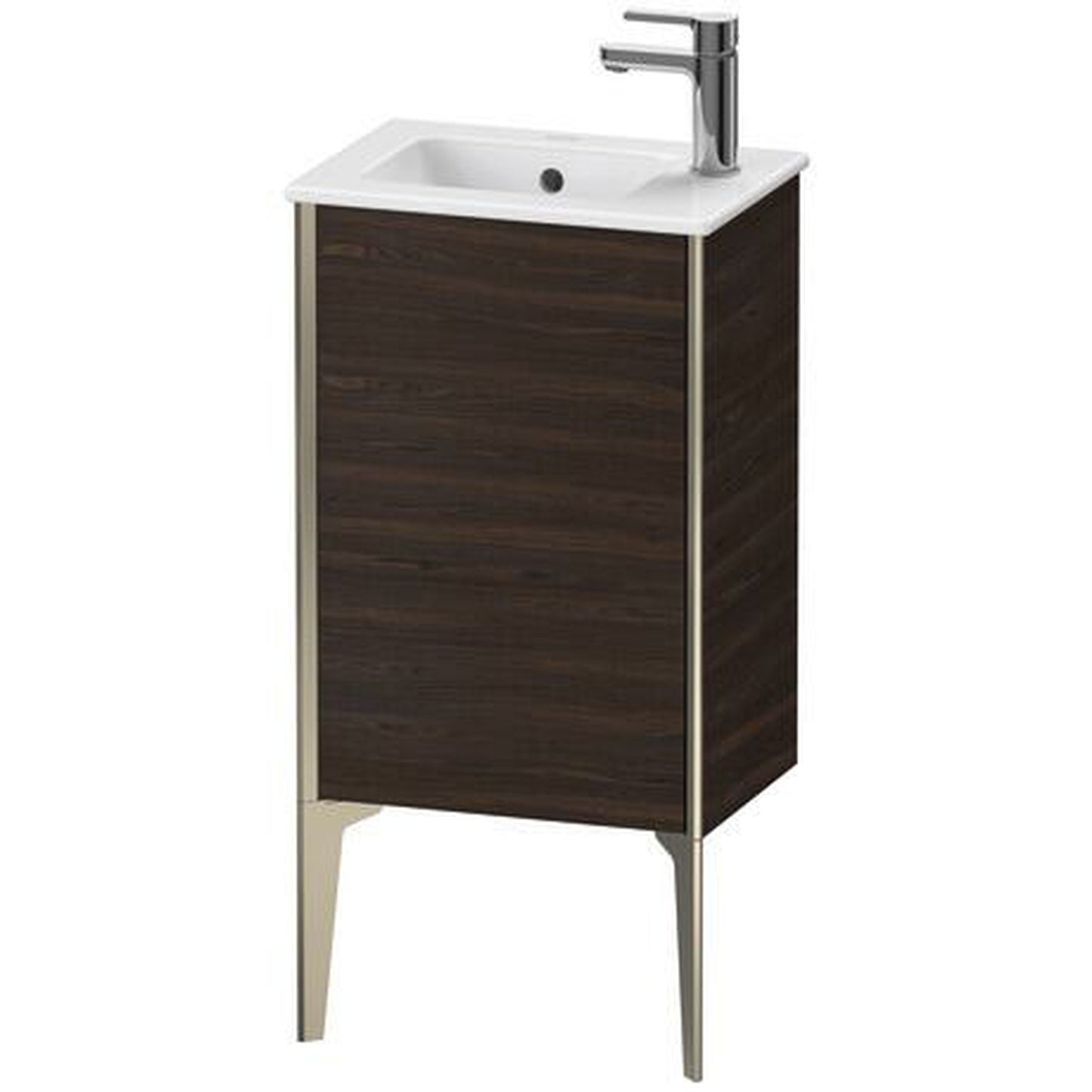 Duravit Xviu 16" x 23" x 11" One Door Floorstanding Vanity Unit With Left Hinge, Brushed Walnut Real Wood Veneer (XV4480LB169)