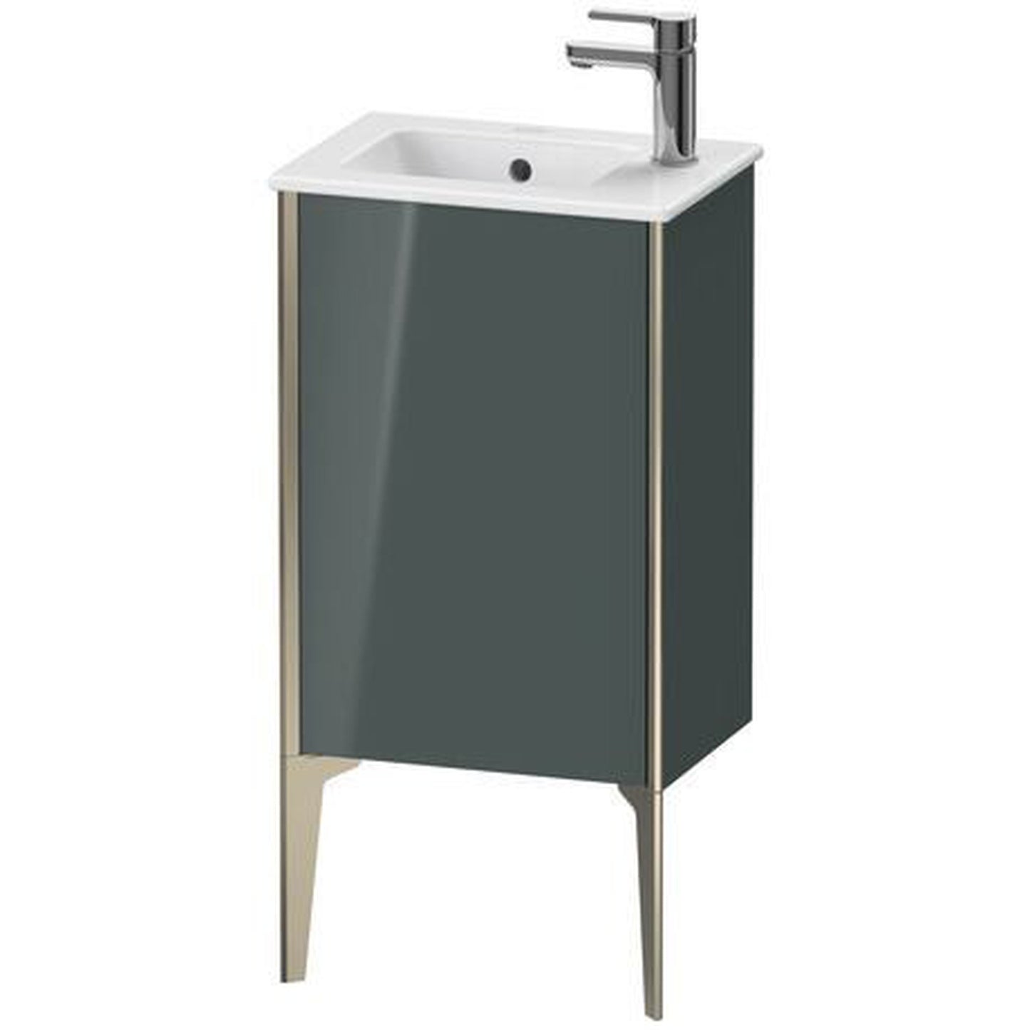 Duravit Xviu 16" x 23" x 11" One Door Floorstanding Vanity Unit With Left Hinge, Dolomiti Grey High Gloss Lacquer (XV4480LB138)