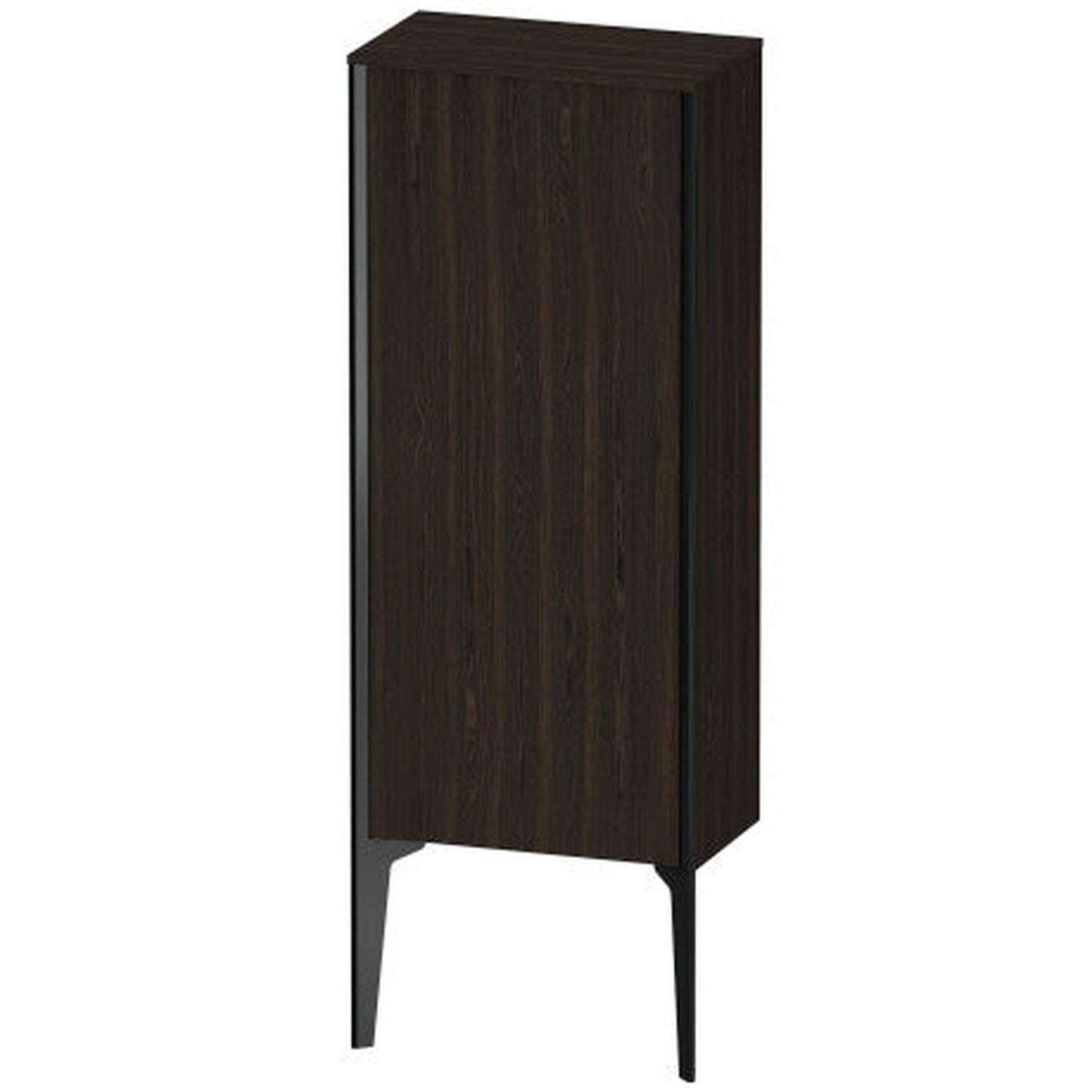 Duravit Xviu 16" x 35" Semi Tall Cabinet With Left Hinge, Black Matt and Brushed Walnut Real Wood Veneer Finish (XV1305-LB)