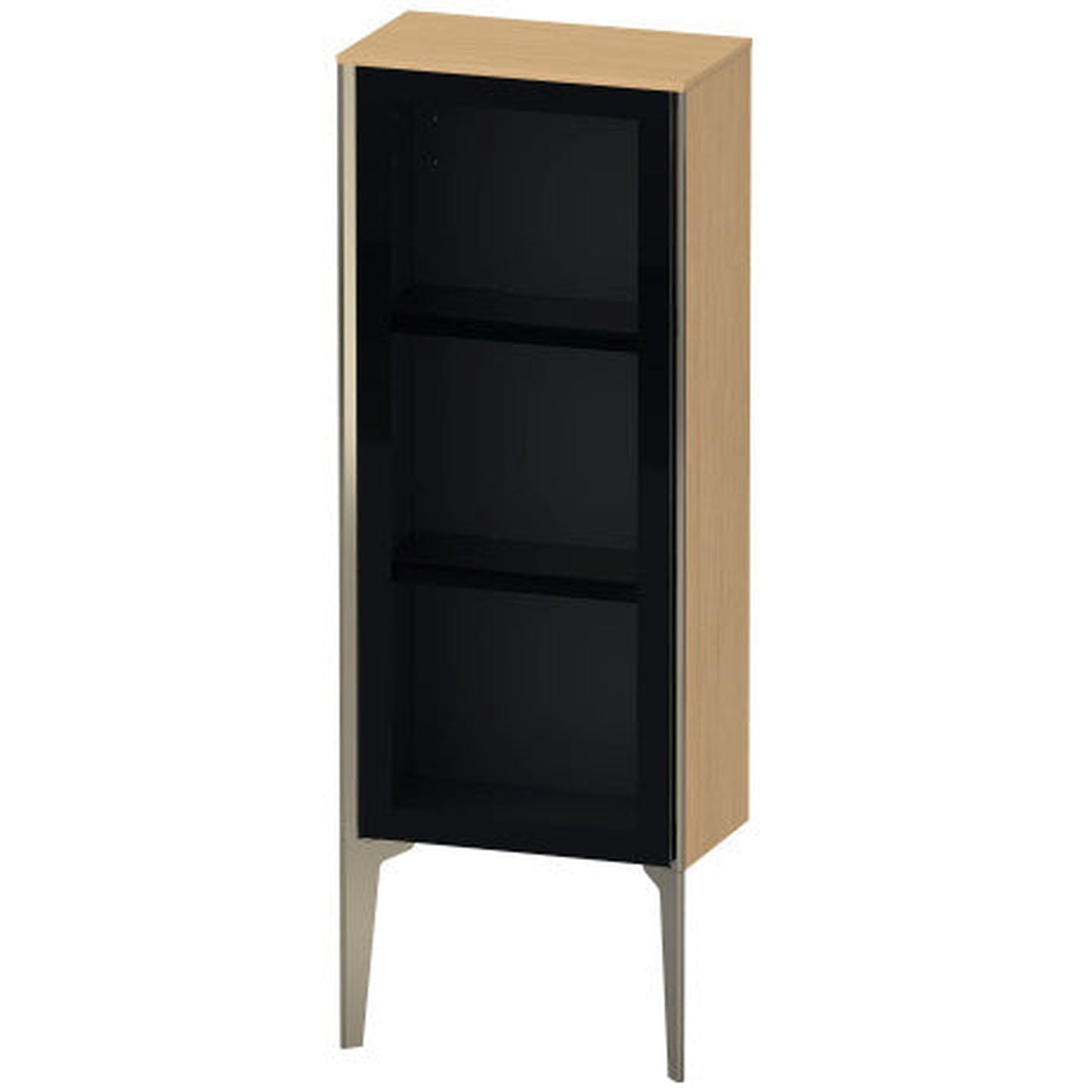 Duravit Xviu 16" x 35" Semi Tall Cabinet With Left Hinge, Champagne Matt and Natural Oak Finish (XV1360LB130)