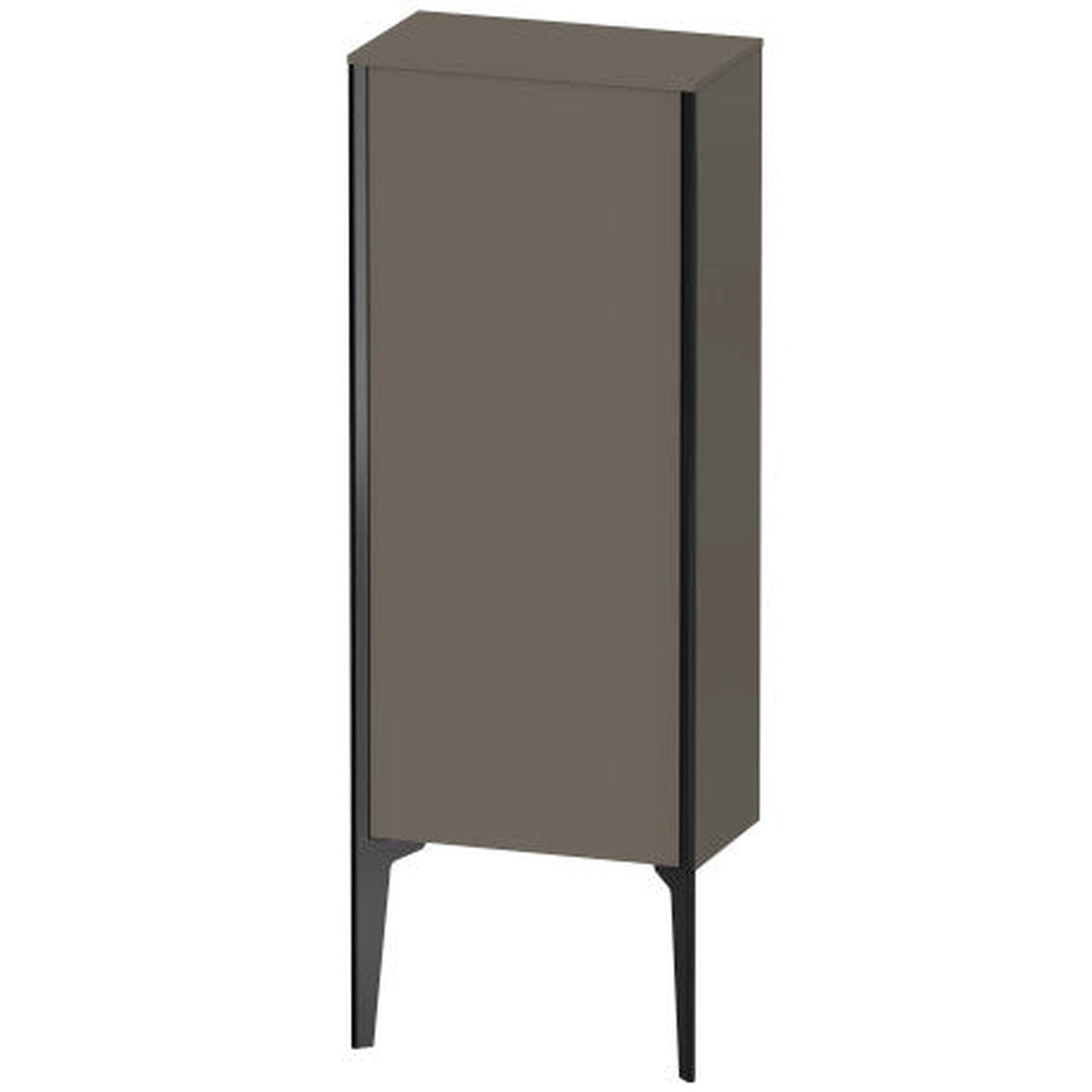 Duravit Xviu 16" x 35" Semi Tall Cabinet With Right Hinge, Black Matt and Flannel Grey Satin Matt Lacquer Finish (XV1305RB290)