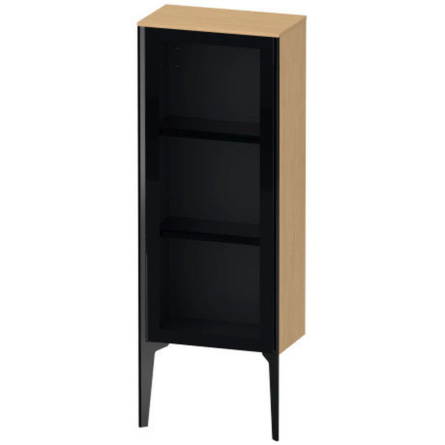 Duravit Xviu 16" x 35" Semi Tall Cabinet With Right Hinge, Black Matt and Natural Oak Finish (XV1360RB230)