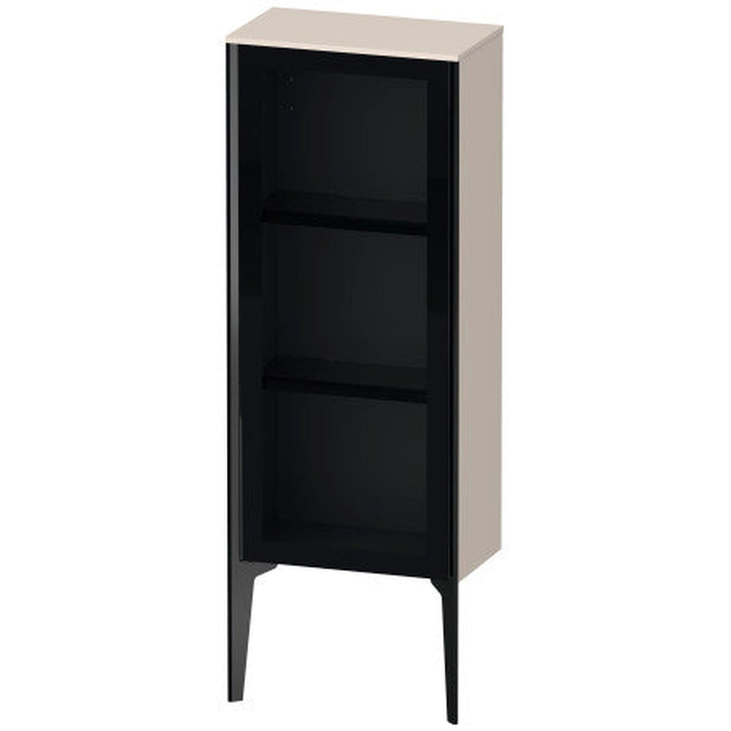 Duravit Xviu 16" x 35" Semi Tall Cabinet With Right Hinge, Black Matt and Taupe Matt Finish (XV1360RB291)