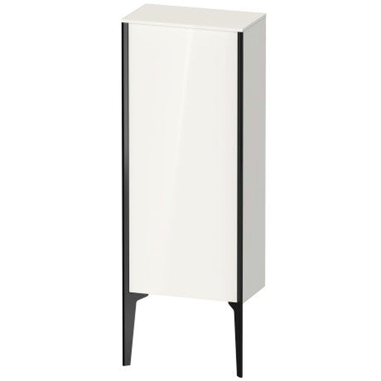 Duravit Xviu 16" x 35" Semi Tall Cabinet With Right Hinge, Black Matt and White High Gloss Finish (XV1305-RB)