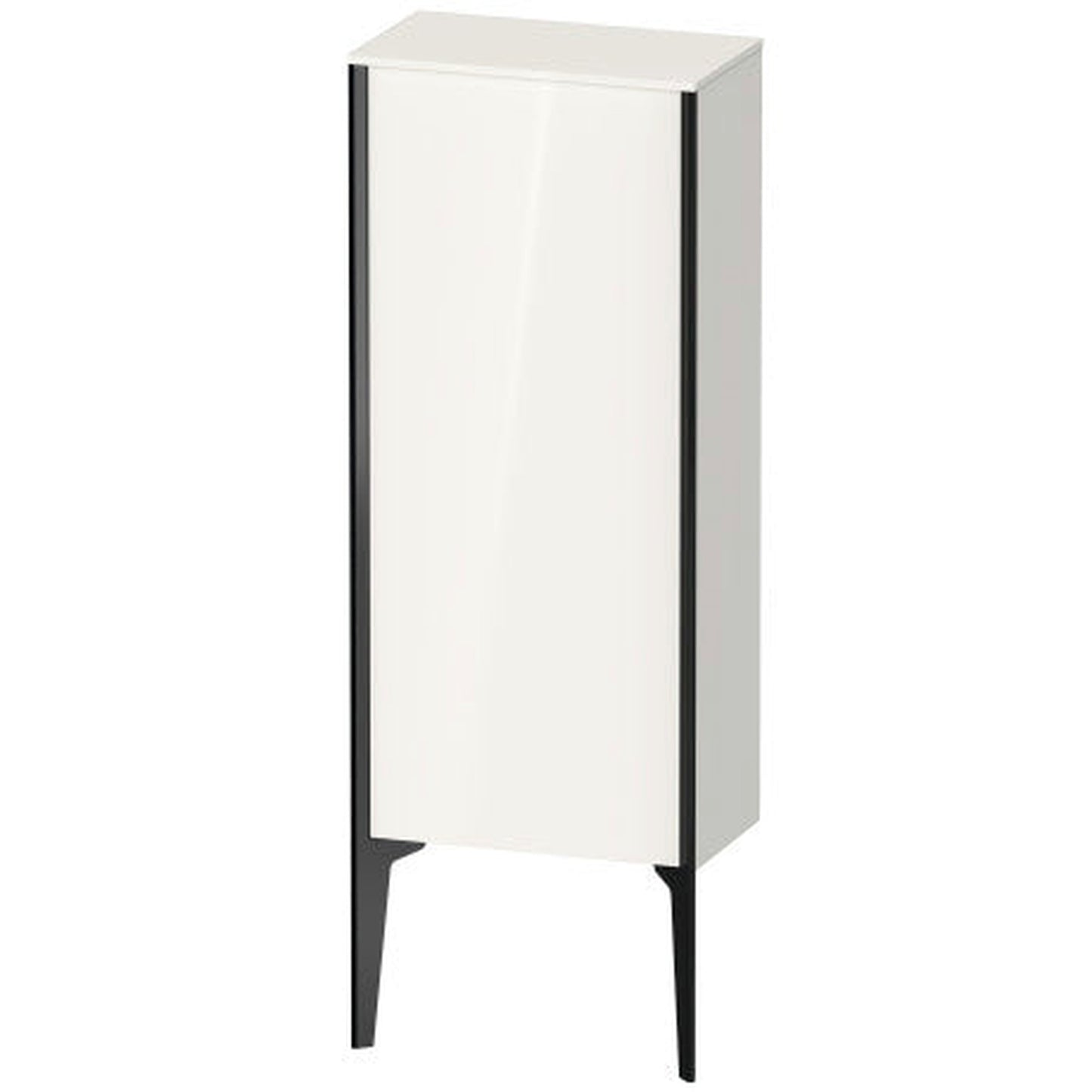 Duravit Xviu 16" x 35" Semi Tall Cabinet With Right Hinge, Black Matt and White High Gloss Finish (XV1305RB222)