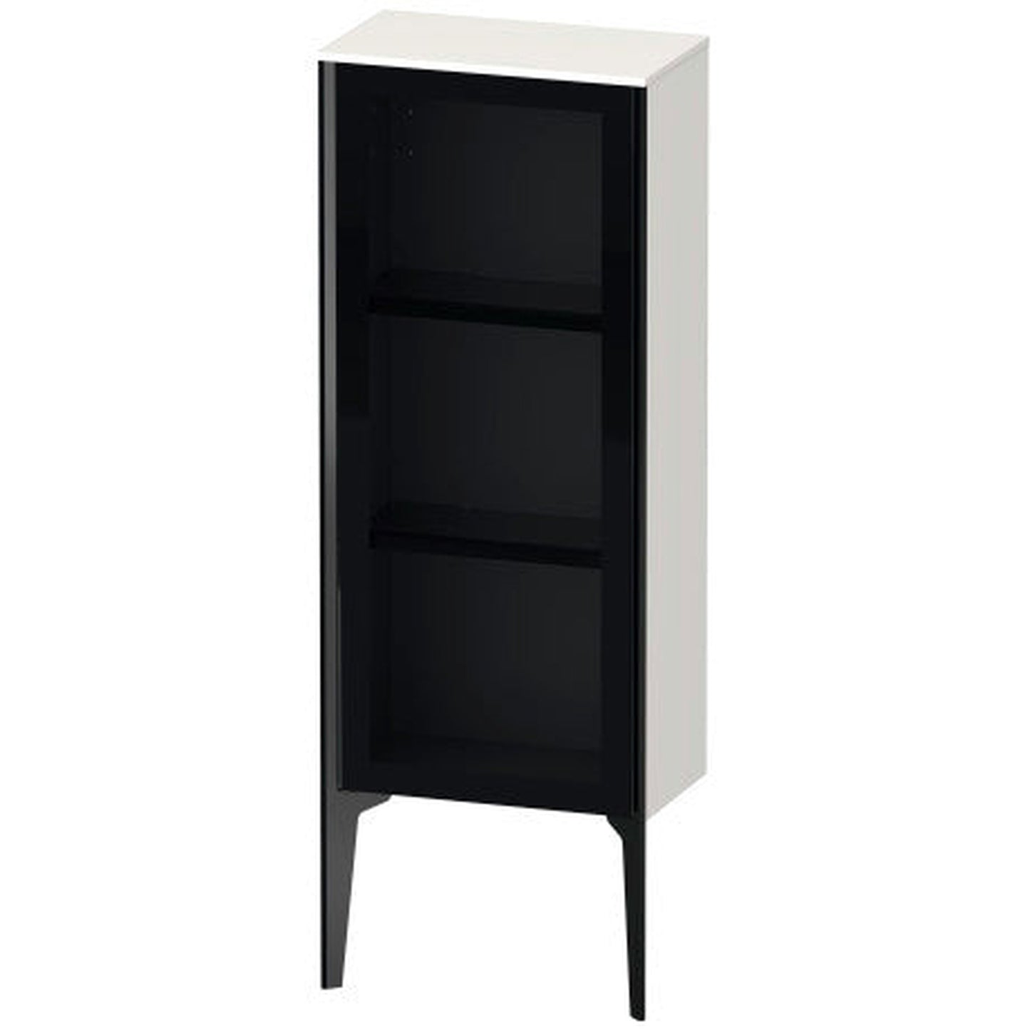 Duravit Xviu 16" x 35" Semi Tall Cabinet With Right Hinge, Black Matt and White High Gloss Finish (XV1360RB222)