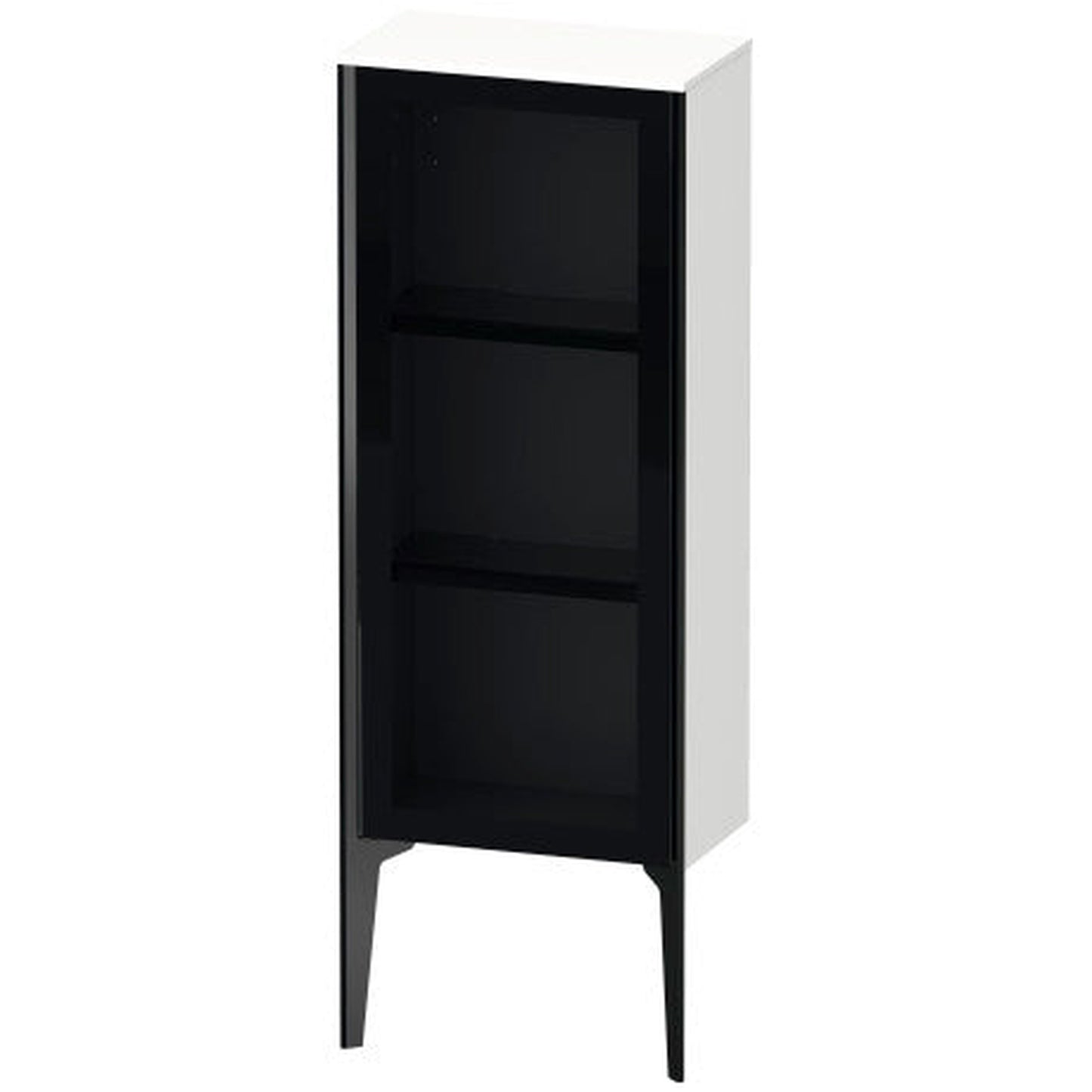 Duravit Xviu 16" x 35" Semi Tall Cabinet With Right Hinge, Black Matt and White Matt Finish (XV1360RB218)