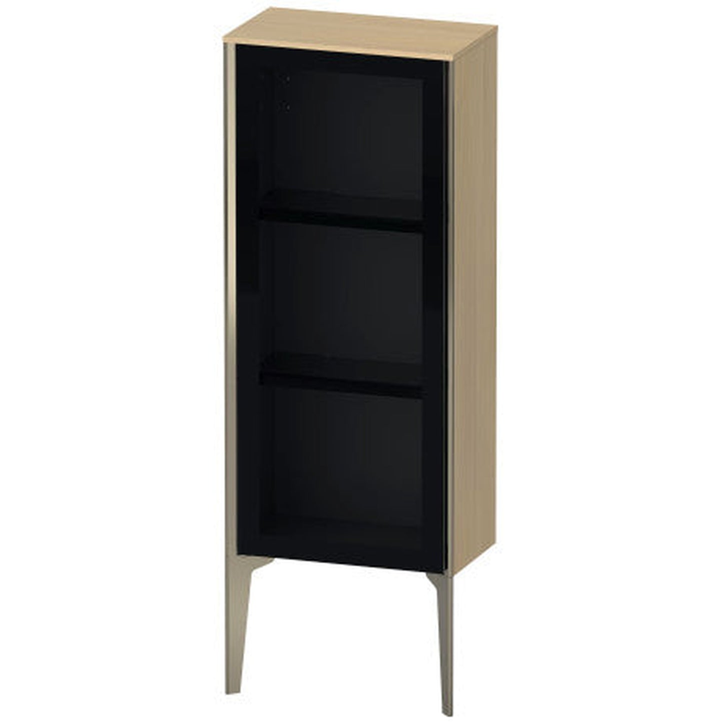 Duravit Xviu 16" x 35" Semi Tall Cabinet With Right Hinge, Champagne Matt and Mediterreanean Oak Real Wood Veneer Finish (XV1360RB171)