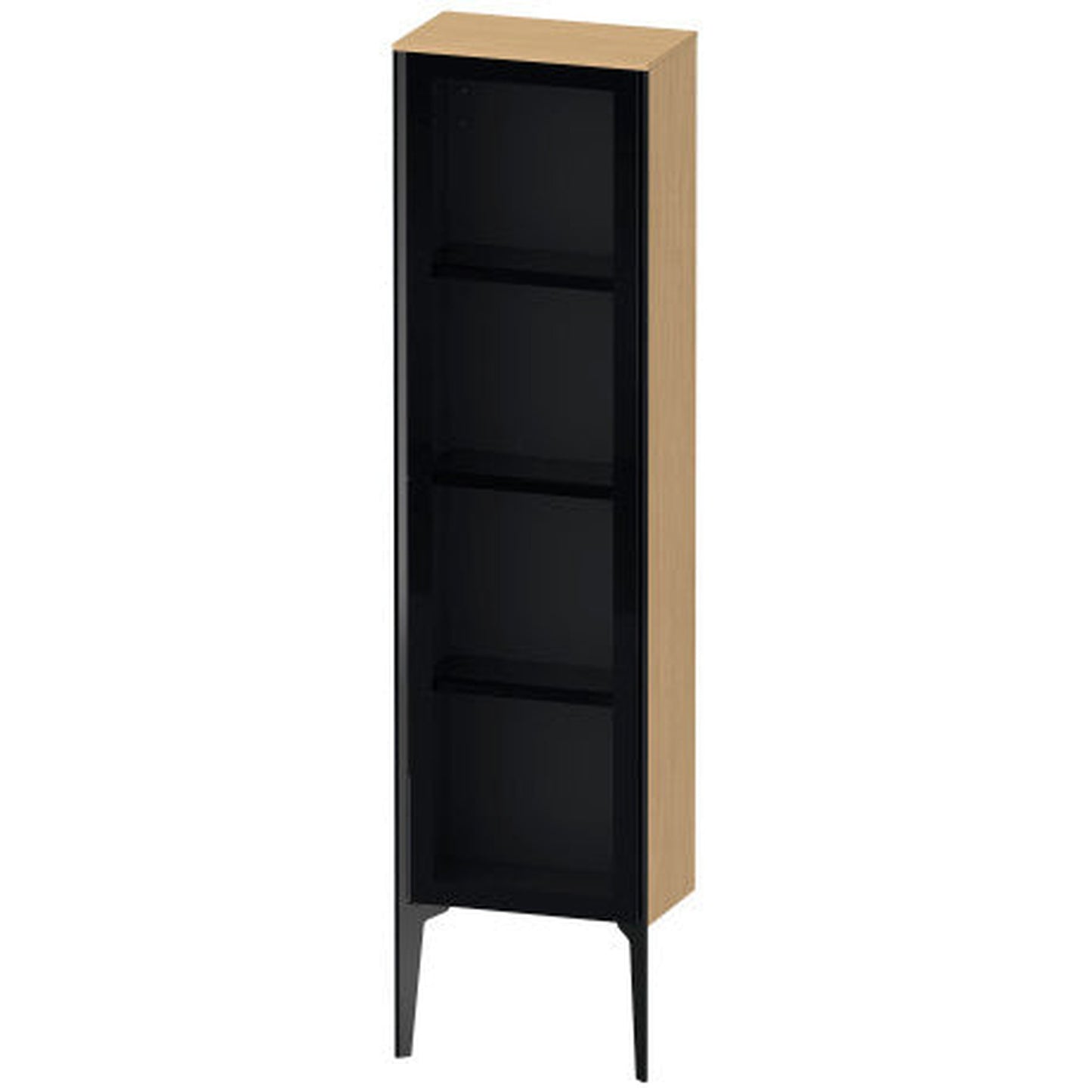 Duravit Xviu 16" x 52" Semi Tall Cabinet With Left Hinge, Black Matt and Natural Oak Finish (XV1365LB230)