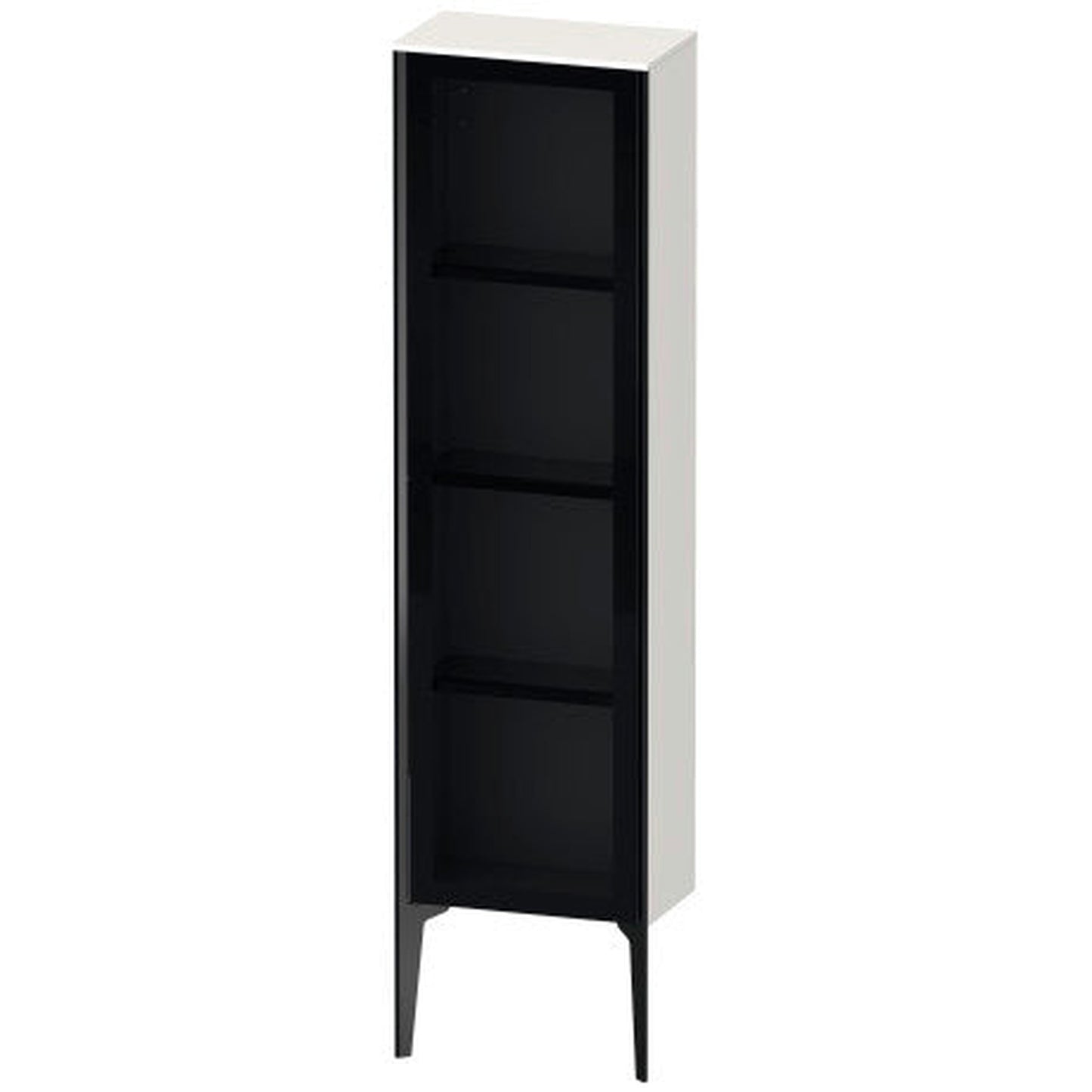 Duravit Xviu 16" x 52" Semi Tall Cabinet With Left Hinge, Black Matt and White High Gloss Finish (XV1365LB222)