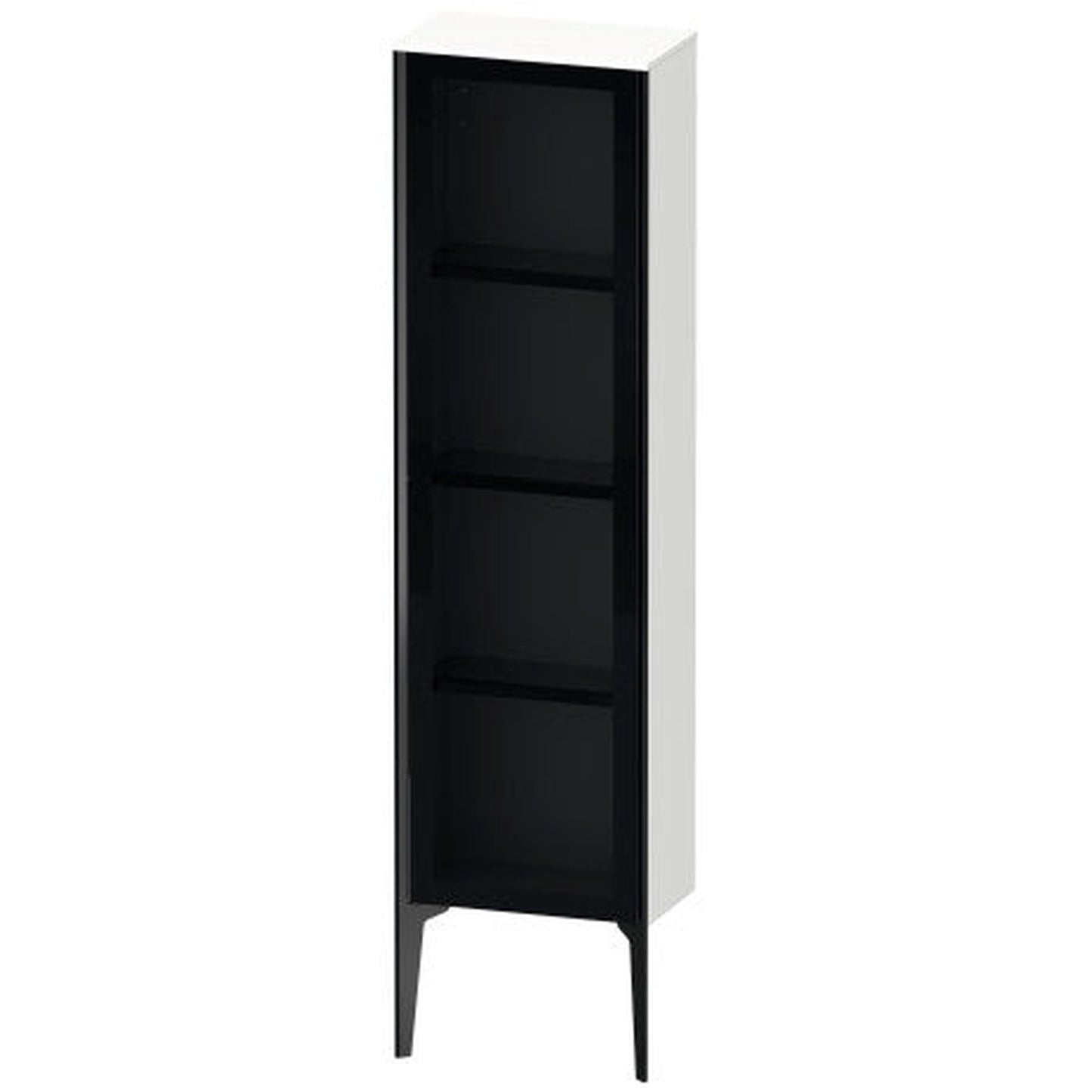 Duravit Xviu 16" x 52" Semi Tall Cabinet With Left Hinge, Black Matt and White Matt Finish (XV1365LB218)