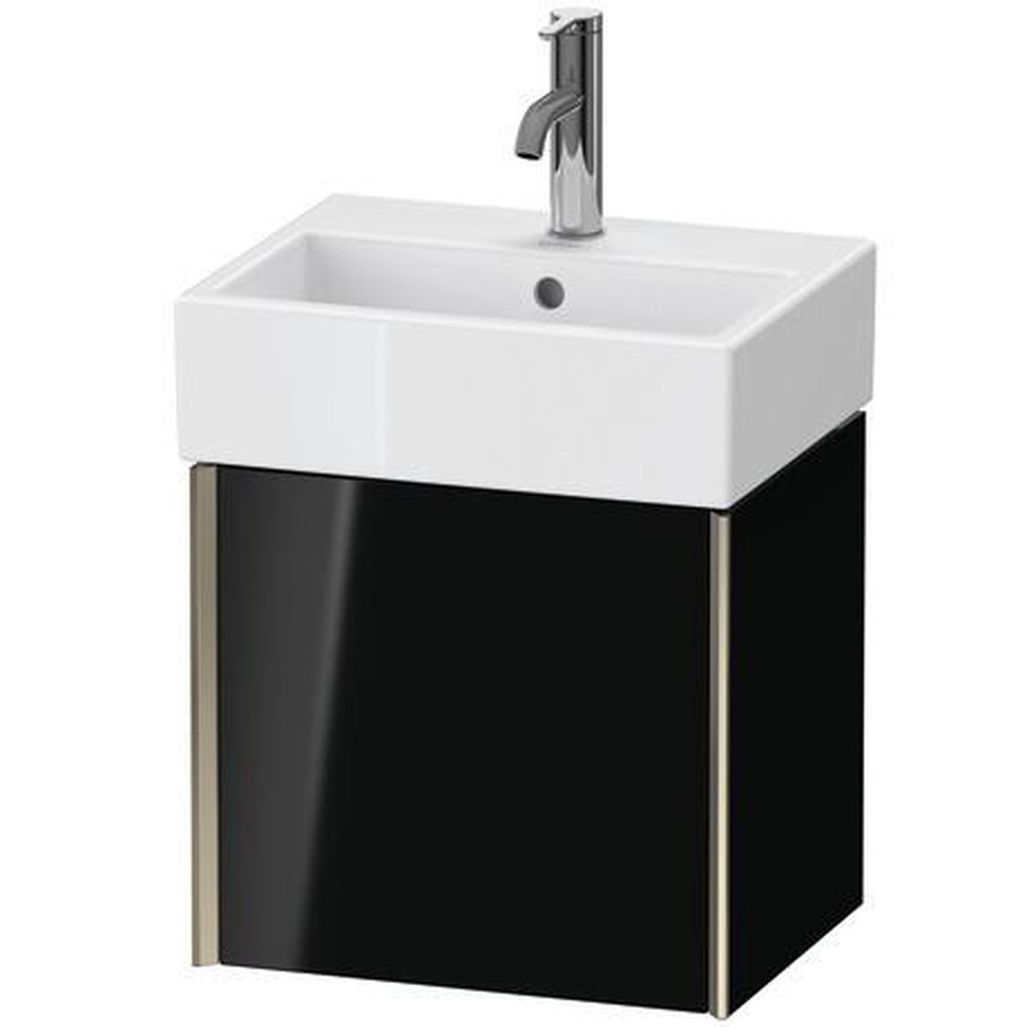 Duravit Xviu 17" x 16" x 13" One Door Wall-Mount Vanity Unit With Left Hinge, Black High Gloss Lacquer (XV4231LB140)