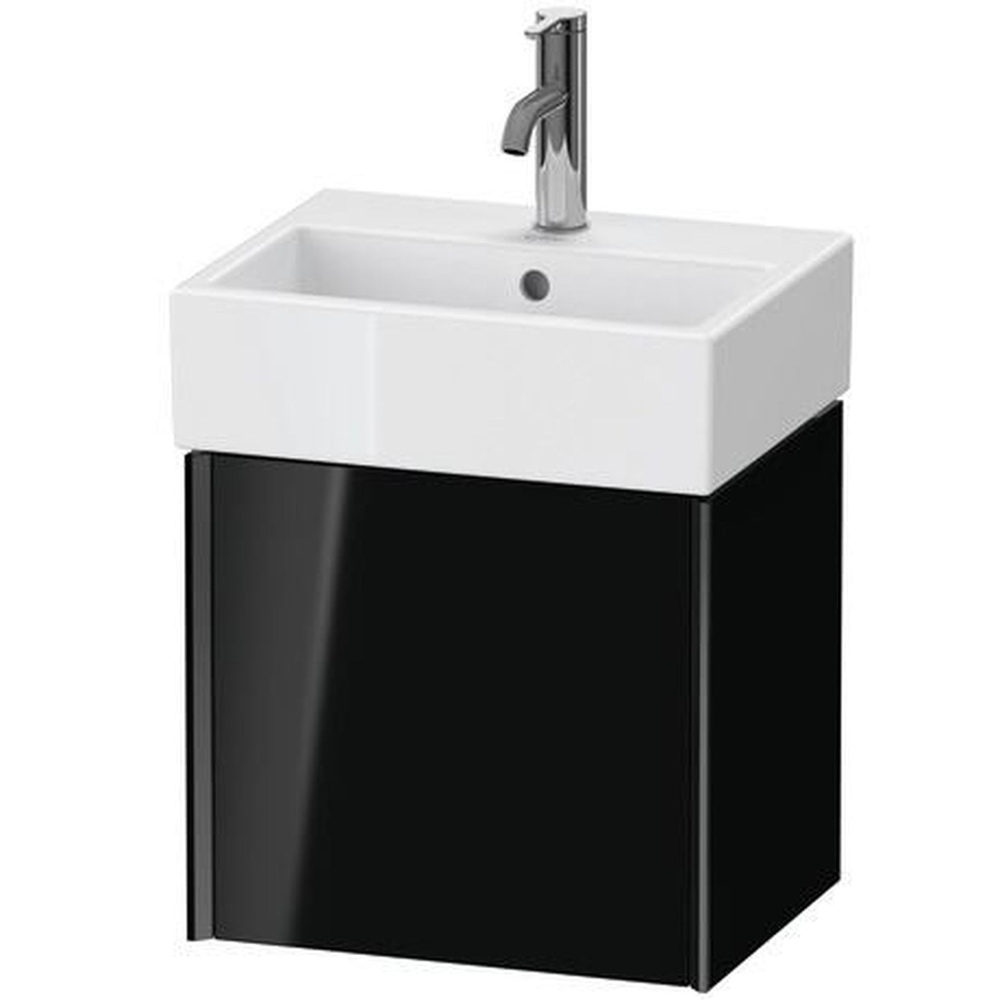 Duravit Xviu 17" x 16" x 13" One Door Wall-Mount Vanity Unit With Left Hinge, Black High Gloss Lacquer (XV4231LB240)