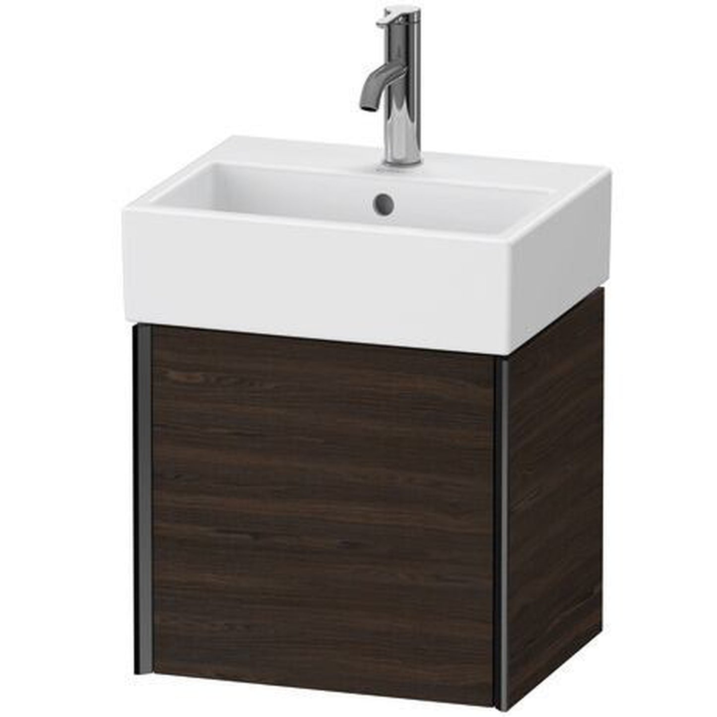 Duravit Xviu 17" x 16" x 13" One Door Wall-Mount Vanity Unit With Left Hinge, Brushed Walnut Real Wood Veneer (XV4231LB269)
