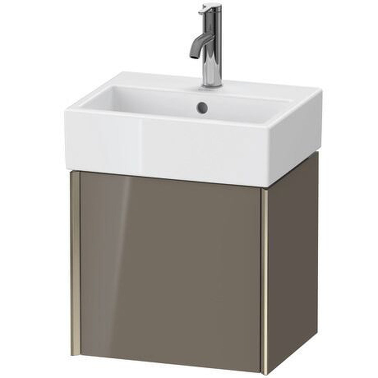 Duravit Xviu 17" x 16" x 13" One Door Wall-Mount Vanity Unit With Left Hinge, Flannel Grey High Gloss Lacquer (XV4231LB189)