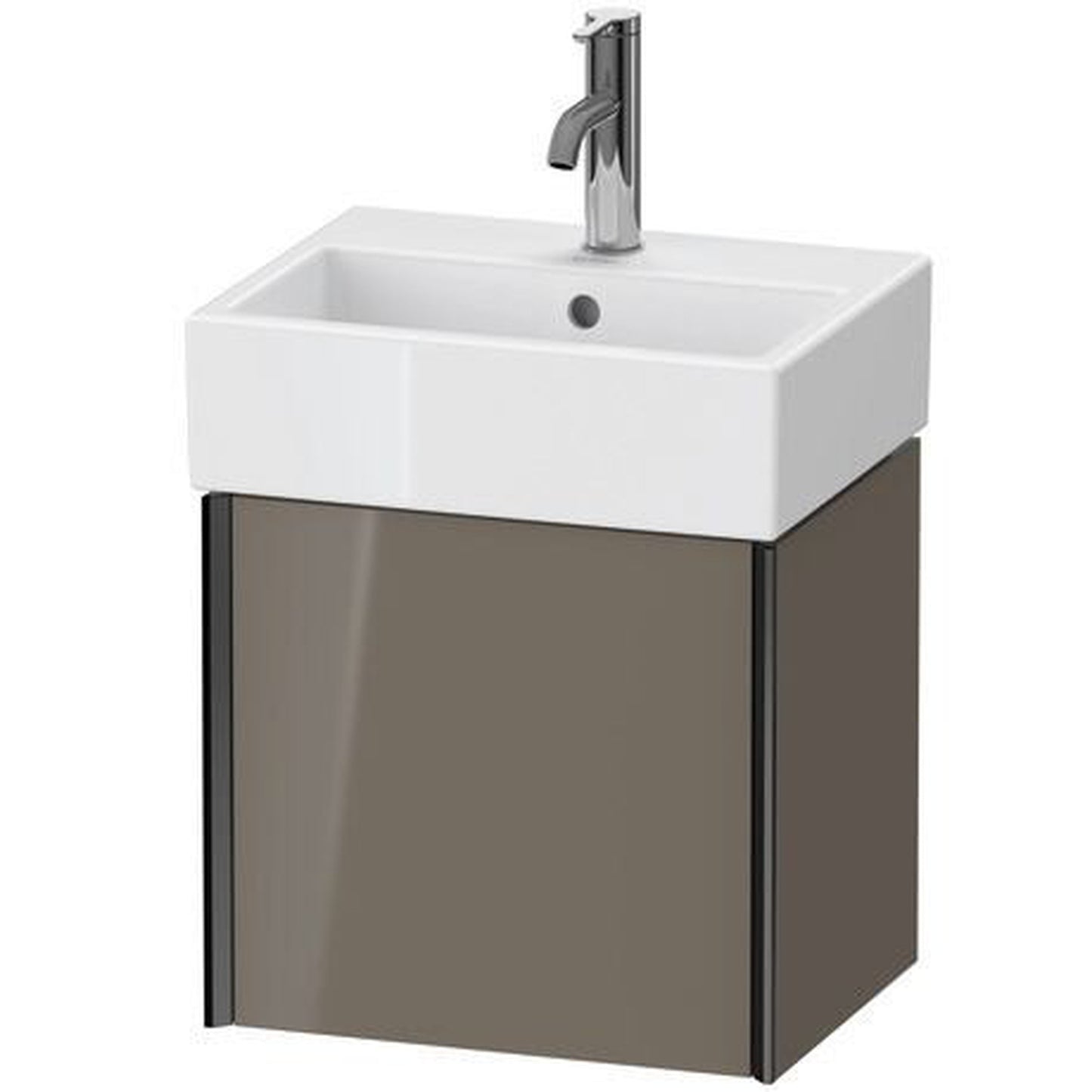 Duravit Xviu 17" x 16" x 13" One Door Wall-Mount Vanity Unit With Left Hinge, Flannel Grey High Gloss Lacquer (XV4231LB289)