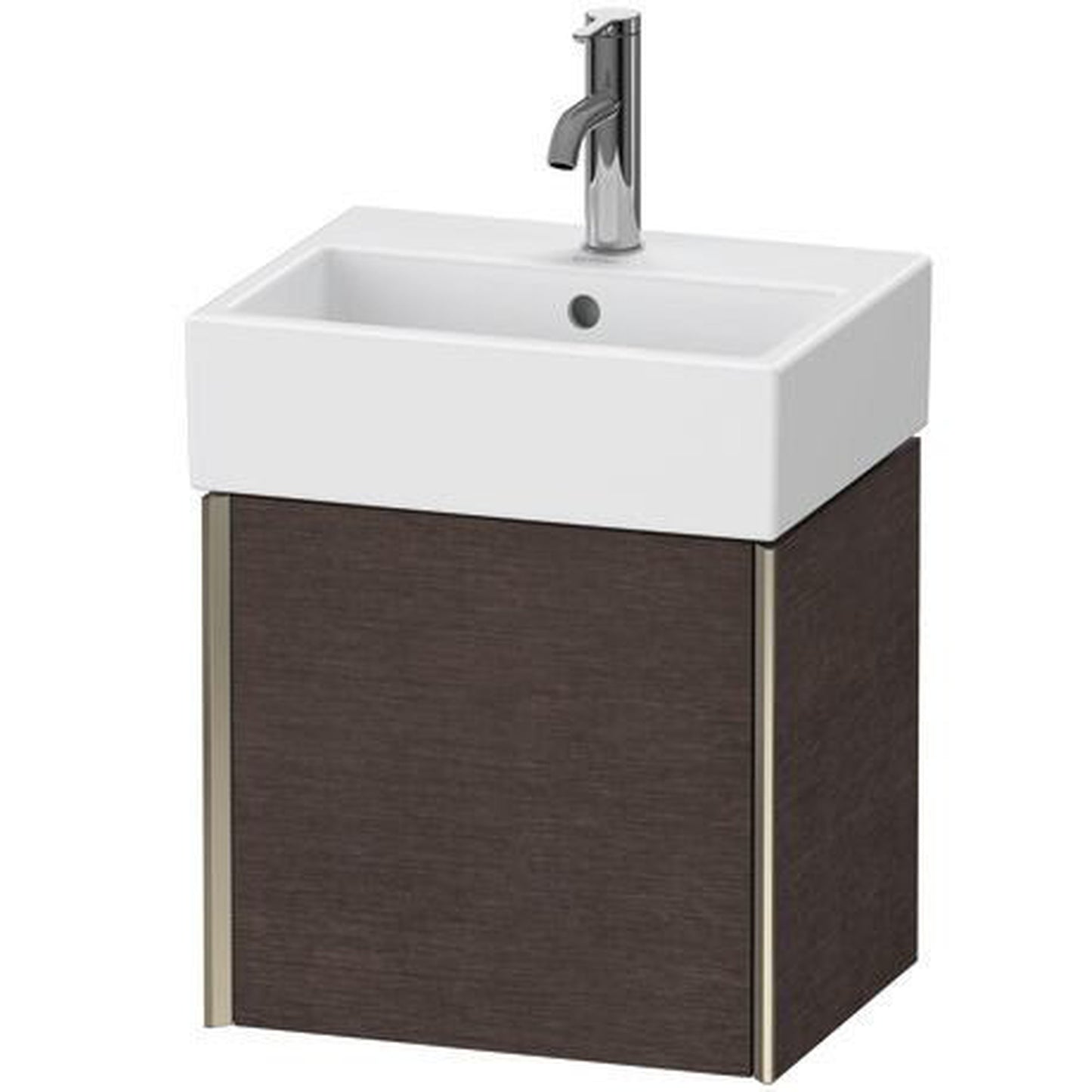Duravit Xviu 17" x 16" x 13" One Door Wall-Mount Vanity Unit With Right Hinge, Brushed Dark Oak Real Wood Veneer (XV4231RB172)